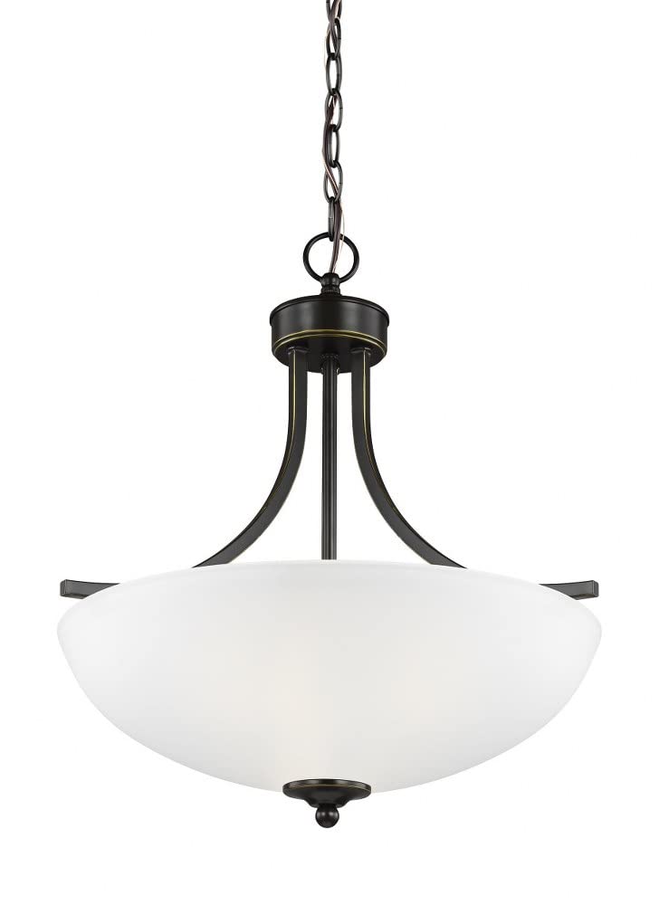 Generation Lighting 6616503EN3-112 Geary Modern 3-Light Pendant Fixture in Midnight Black - Perfect for Kitchen Island, Dining Room, and Entryway Lighting