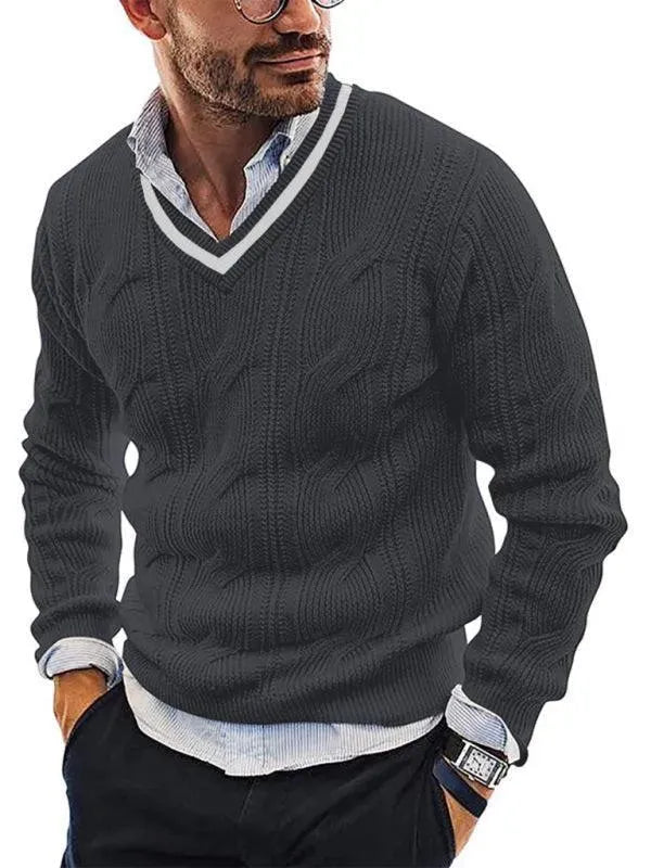 Men's Slim Fit V-Neck Pullover Sweater - Lightweight & Comfortable for Casual Wear, Office, and Layering