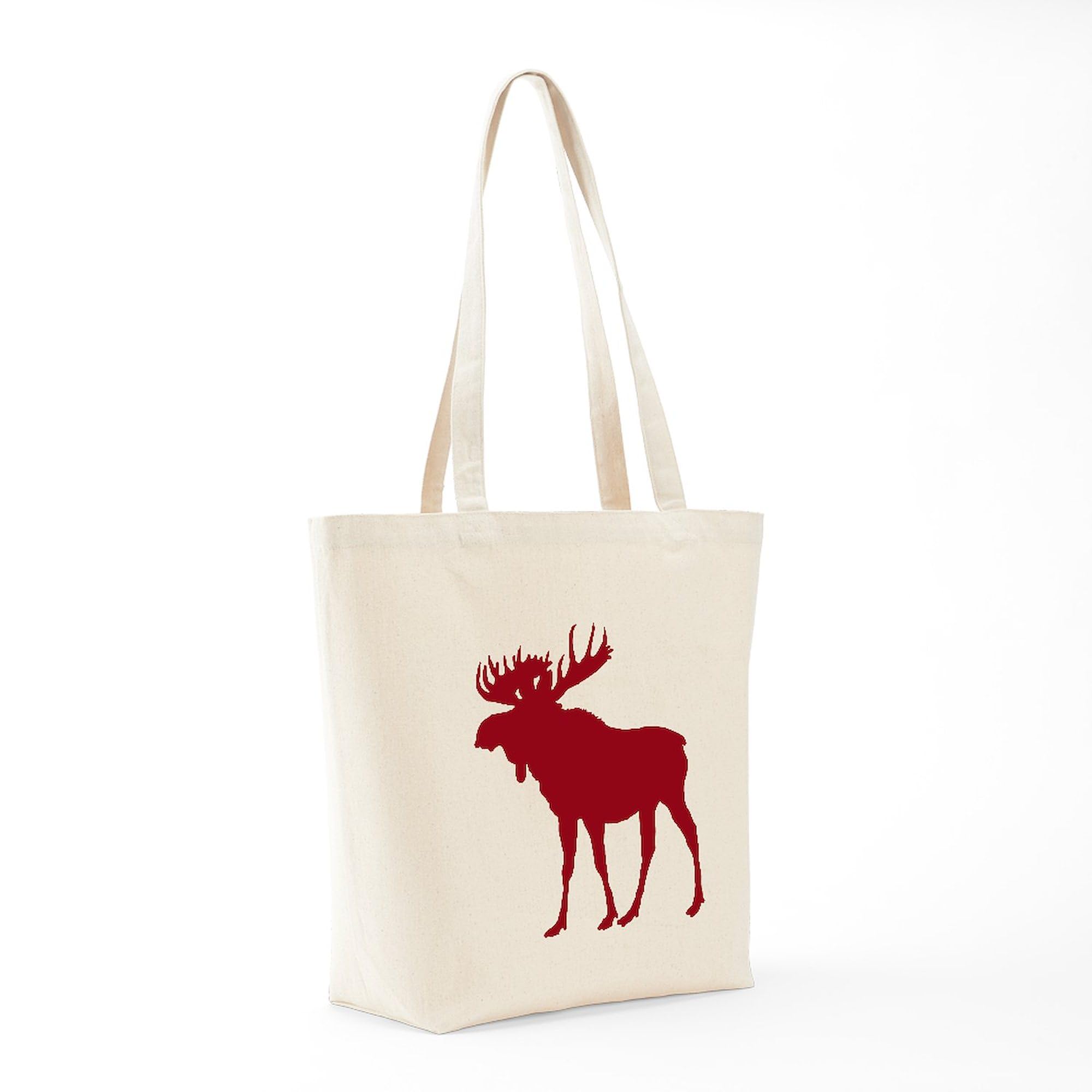 Rustic Red Moose Tote Bag - Natural Canvas Reusable Shopping Bag for Groceries, Beach & Farmers Market | Eco-Friendly & Durable