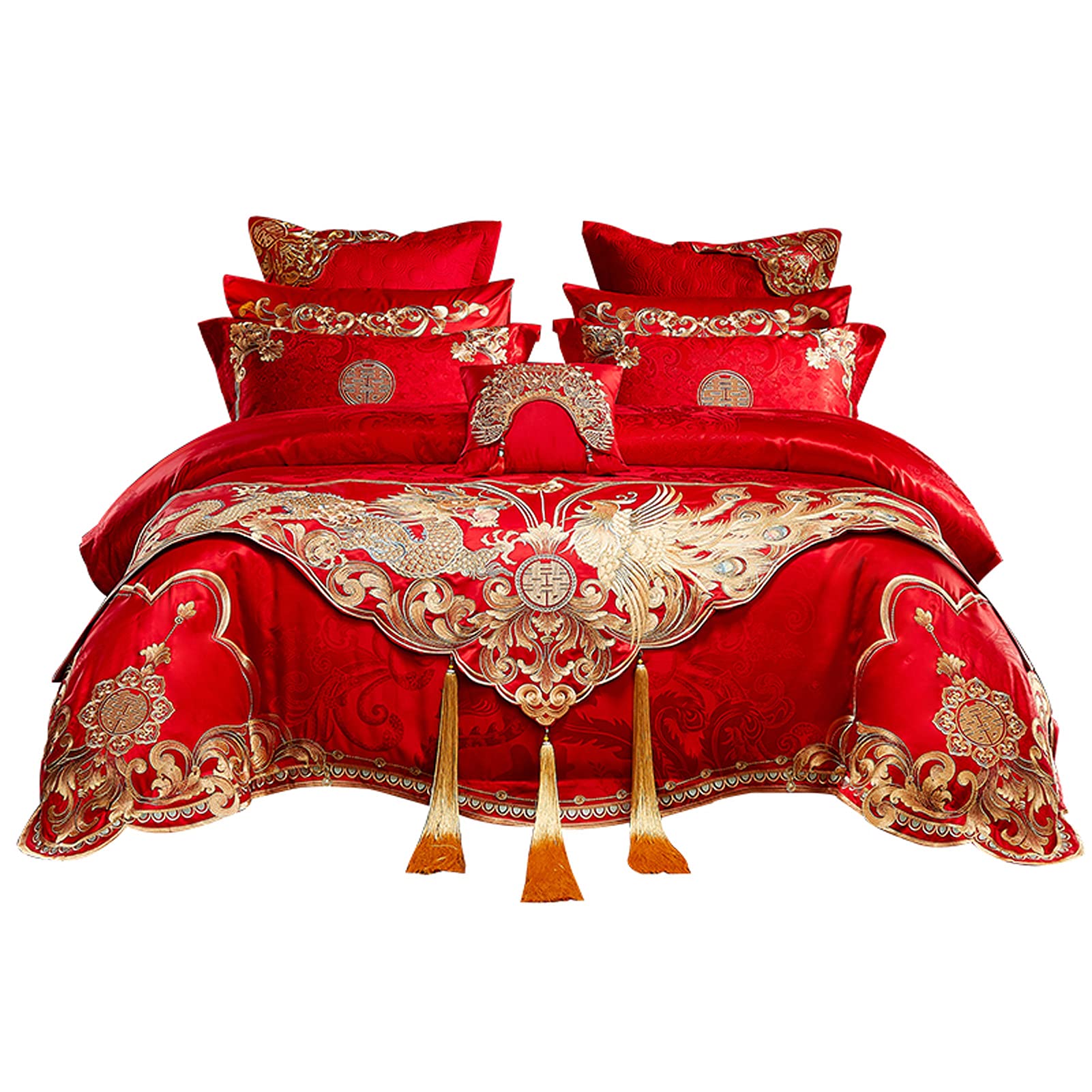 BAOFI Luxury 4/8/11-Piece Bedding Set - Soft Bed Sheets, Pillowcases, Duvet Cover & Decorative Scarf - Elegant Embroidery Design for Master Bedroom, Guest Room & Hotel Decor