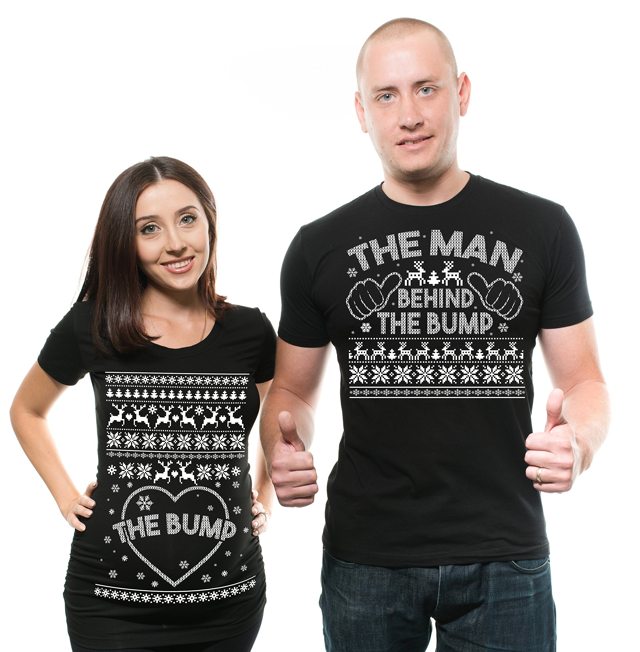 Christmas Maternity Matching T-Shirts for Couples - Cute Pregnancy Bump Tees for Him & Her | Perfect for Holiday Photos & Family Gatherings