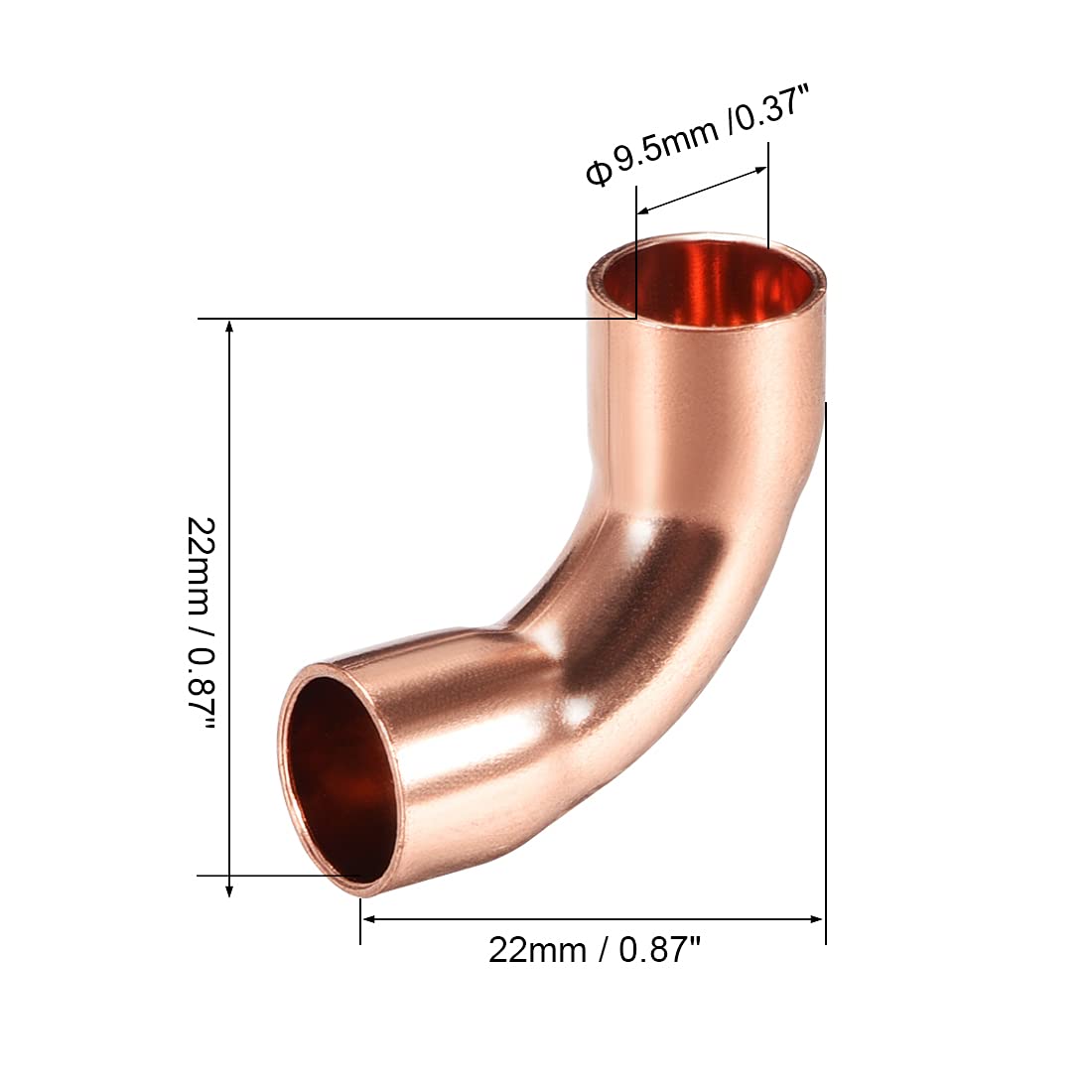 90 Degree Short-Turn Copper Elbow Fitting - 7.94mm ID Plumbing Connector (2 Pack) - Perfect for DIY Home Plumbing Repairs, Water Supply Lines, and HVAC Systems