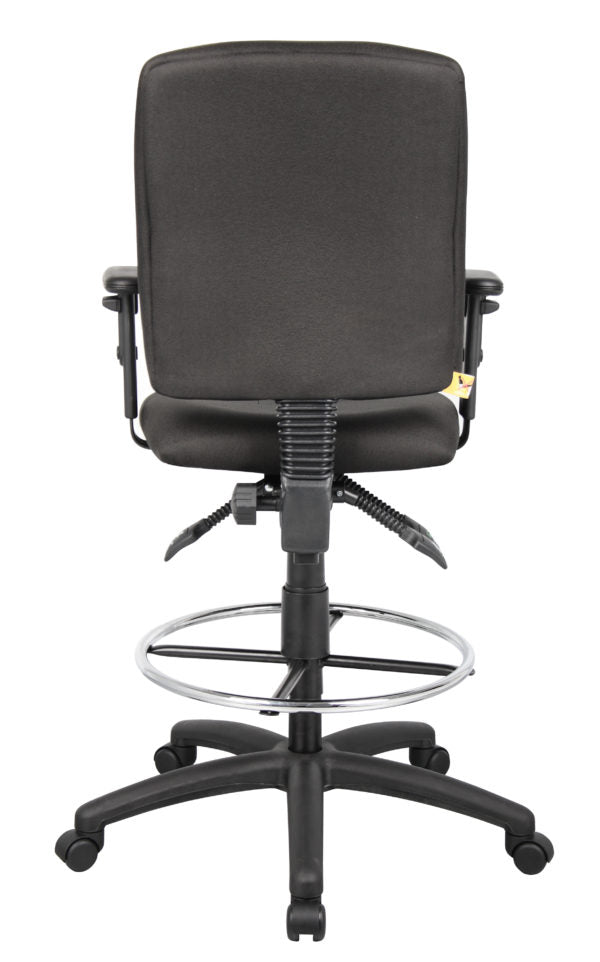 Boss Drafting Stool in Black Fabric - Adjustable Height Office Chair (Models B1635, B1636, B1637) for Home Office, Studio & Drafting Table Workspaces