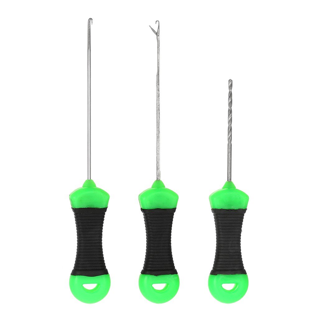 3PCS Stainless Steel Bait Needle Driller Tool Set - Portable Boilie Needle & Carp Fishing Hook for Freshwater & Saltwater Angling | Ideal for Baiting, Drilling, and Securing Hooks