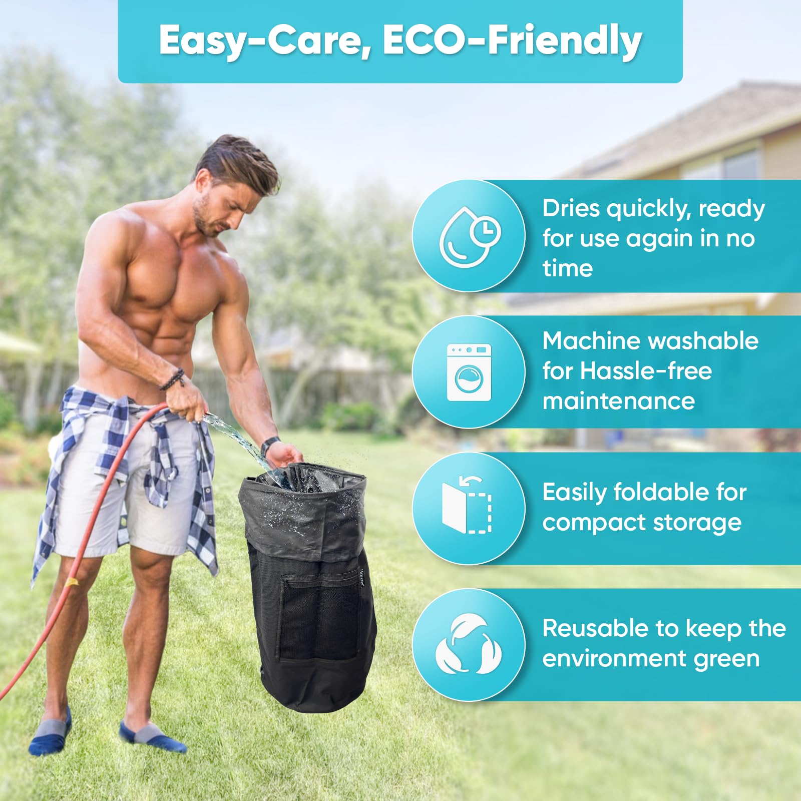 Wizcave Reusable Boat Trash Can - Leakproof 10-13 Gallon Marine Garbage Bin with Clips, Portable Pontoon Boat Storage Accessories for Boating, Camping, RV & Kayak (Classic Black) - Perfect for Outdoor Adventures & Water Activities