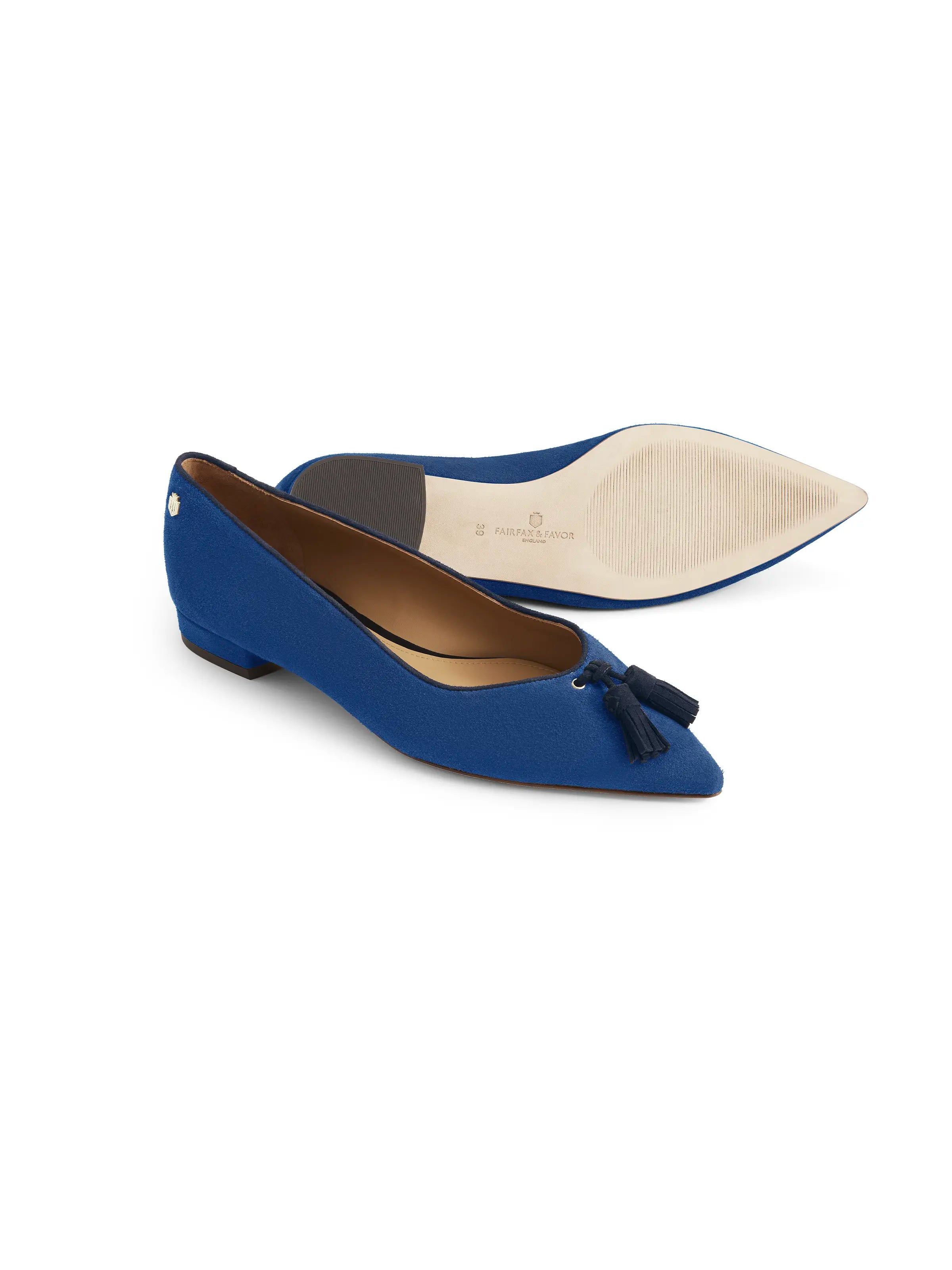 Newbury Pump Women's Shoes - Porto Blue & Navy Suede Loafers | Comfortable Slip-On Casual Flats for Work, Office & Everyday Wear