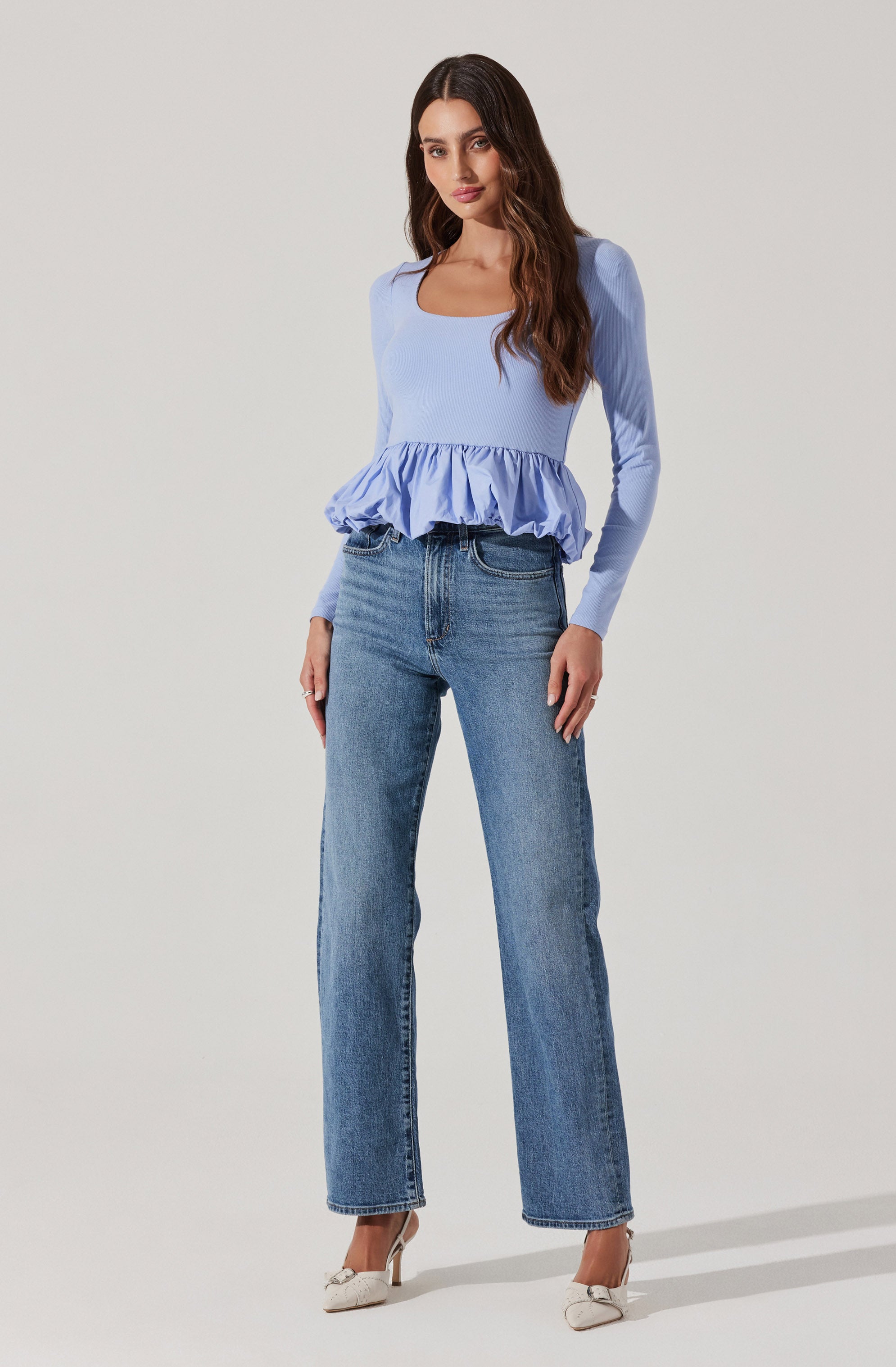 Stylish Bubble Hem Peplum Top for Women - Flowy Blouse with Ruffle Detail - Perfect for Casual Outings, Office Wear & Date Nights