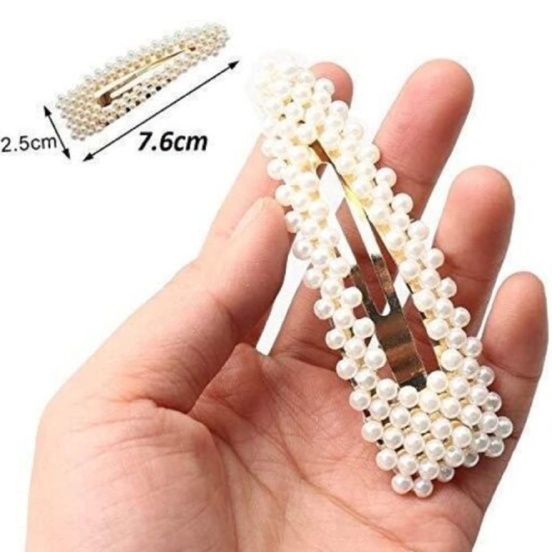 Korean Style Pearl Hair Clips - Large Elegant Hair Pins & Barrettes for Women & Girls - Fashion Hair Accessories (6-Pack) - Perfect for Weddings, Parties & Daily Styling