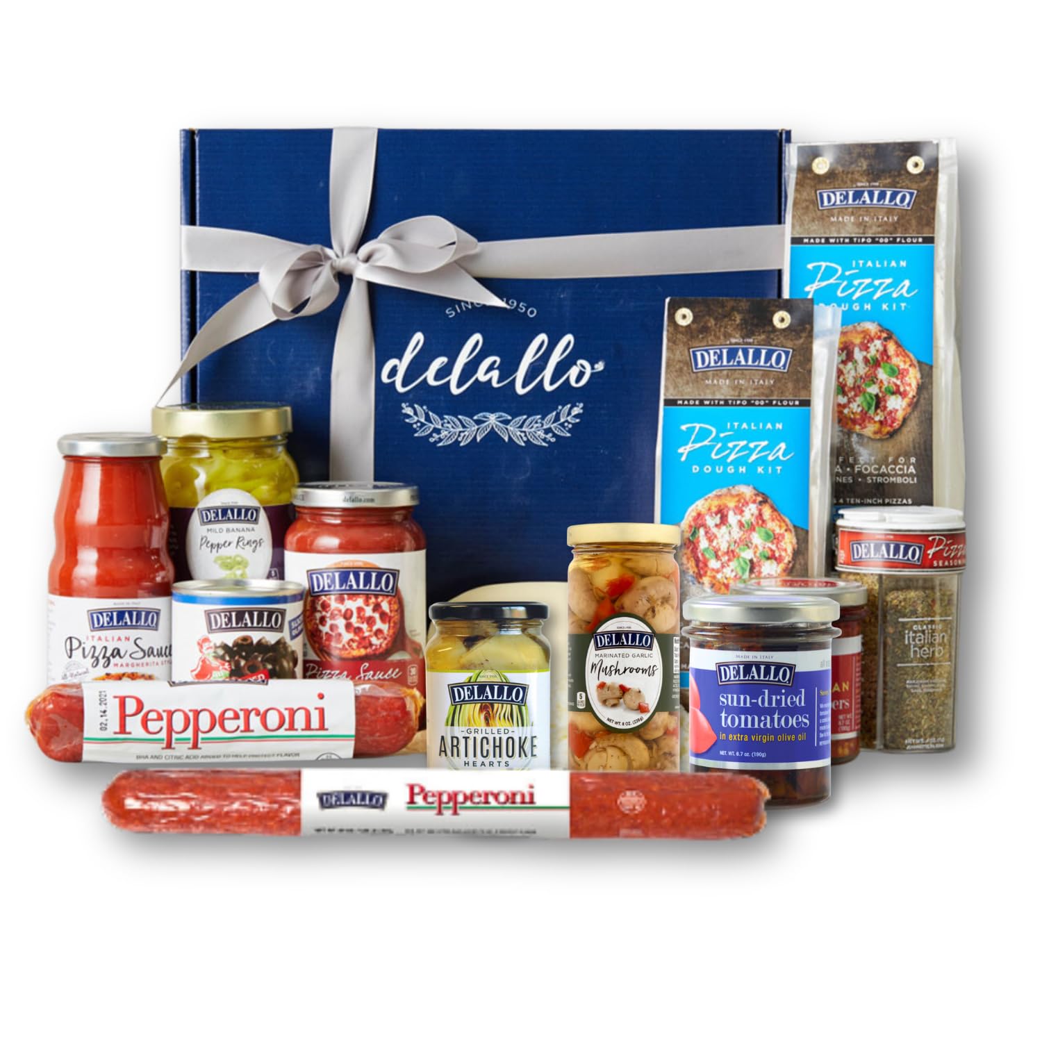 DeLallo Gourmet Italian Pizza Gift Basket - Authentic Artisan Pizza Ingredients from Italy, Premium Toppings & 00 Flour in Elegant Gift Box - Perfect Gift for Pizza Lovers, Italian Food Enthusiasts & Dinner Parties