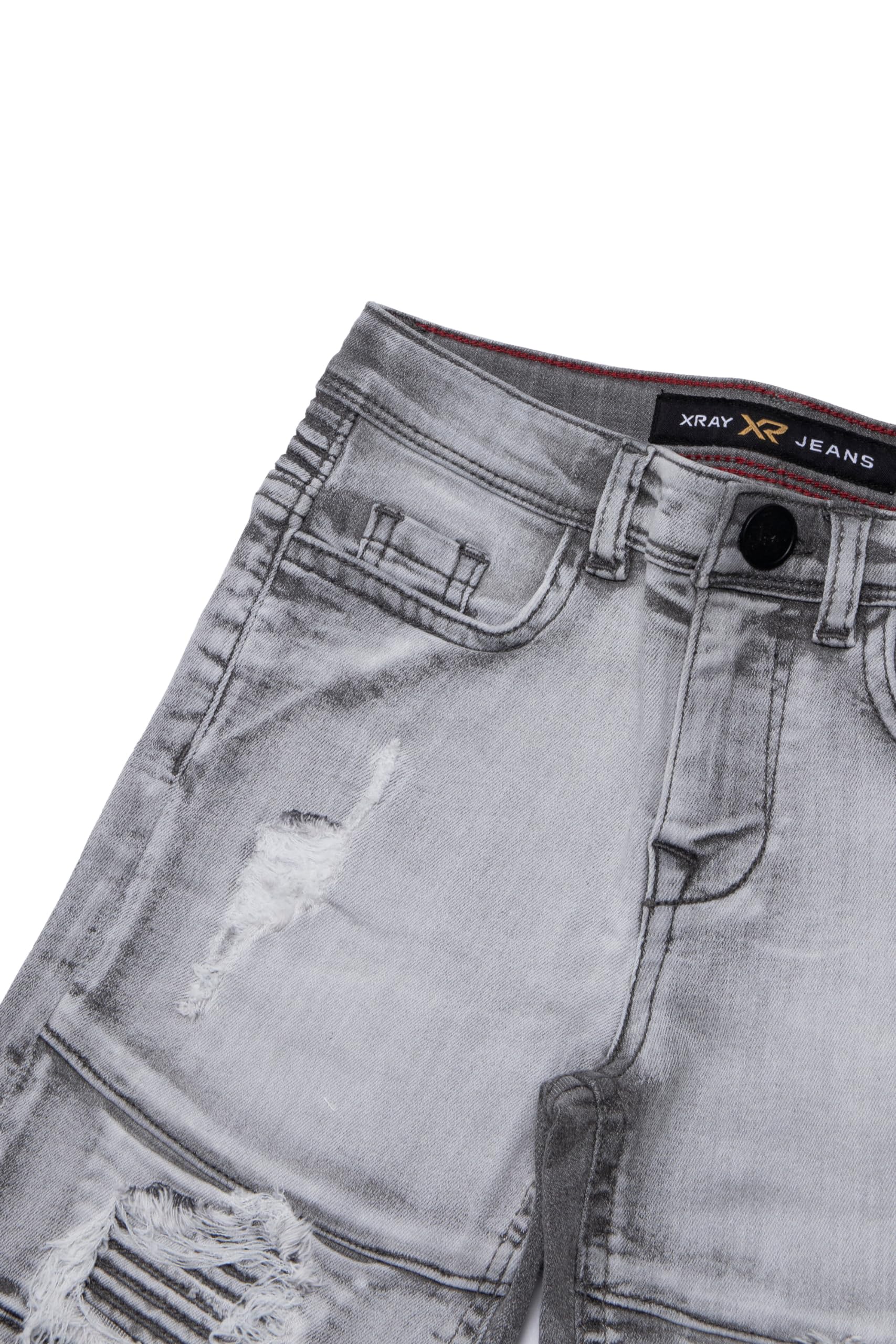 X RAY Baby Boys Toddler Shorts - Stretch Denim Elastic Waist Ripped Biker Moto Distressed Jeans for Kids | Perfect for Summer Playdates, Outdoor Adventures & Casual Wear