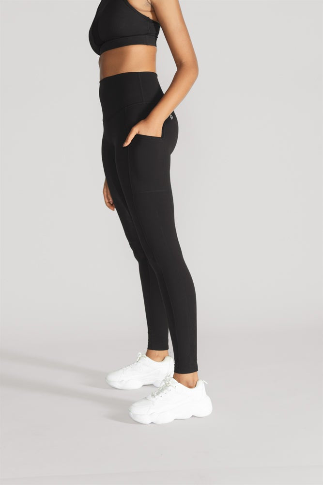 Supersculpt™ High-Waisted Yoga Leggings with Pockets - Black | Tummy Control Workout Pants for Women | Perfect for Gym, Running & Everyday Wear