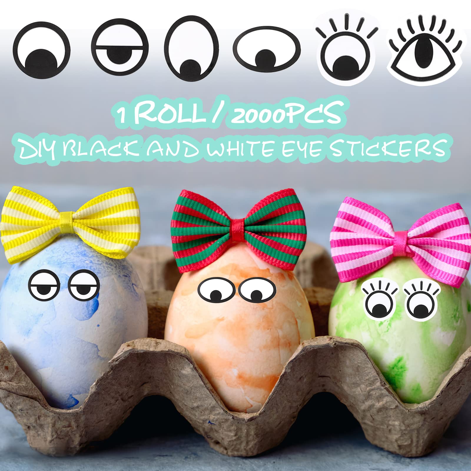THINP 1000 Pcs Self-Adhesive Eye Stickers - Cartoon Mini Labels for Kids DIY Crafts, Scrapbooking, Notebook Decor & Party Favors (Black) - Perfect for School Projects, Gift Wrapping & Home Organization
