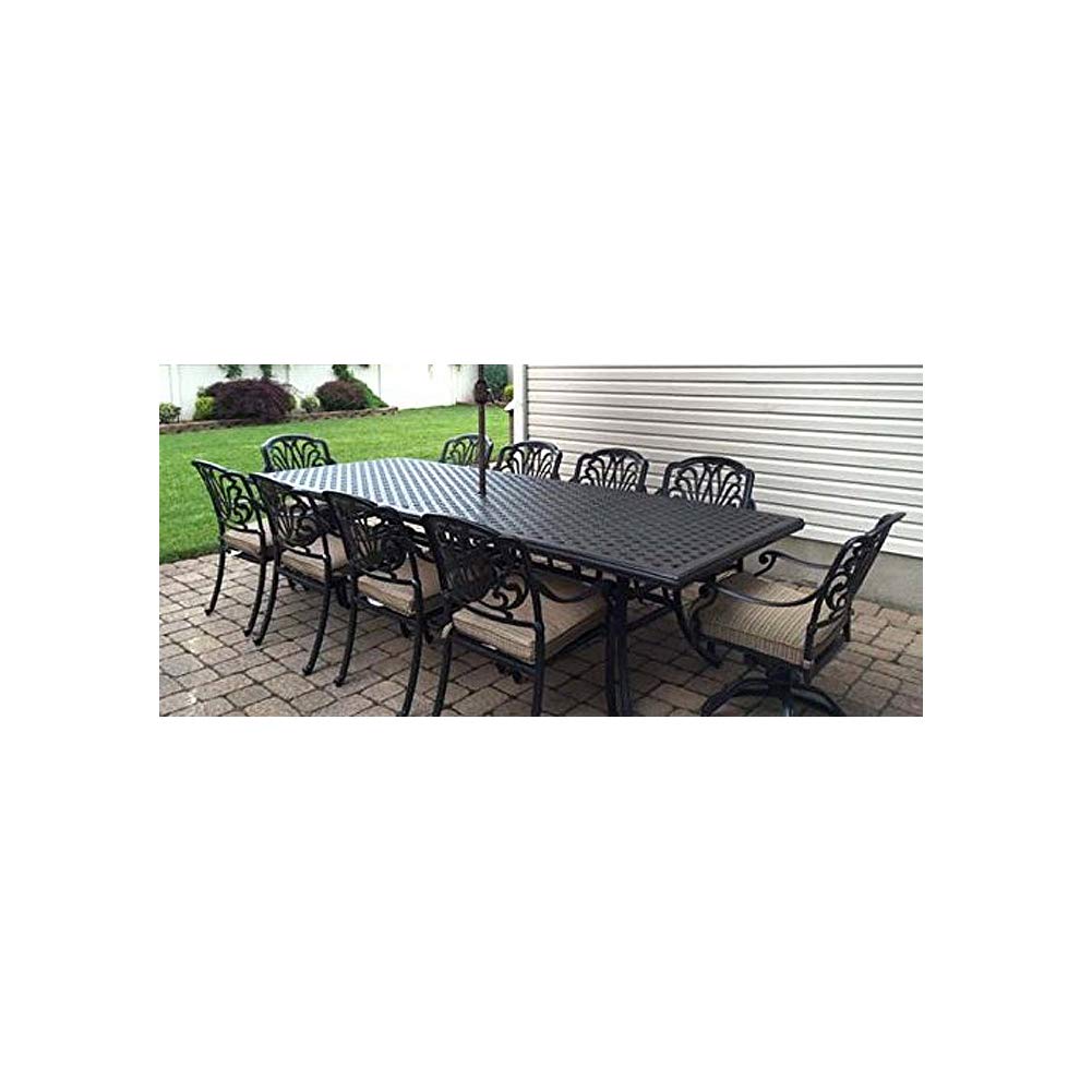 Elizabeth Cast Aluminum 11-Piece Outdoor Dining Set with 46
