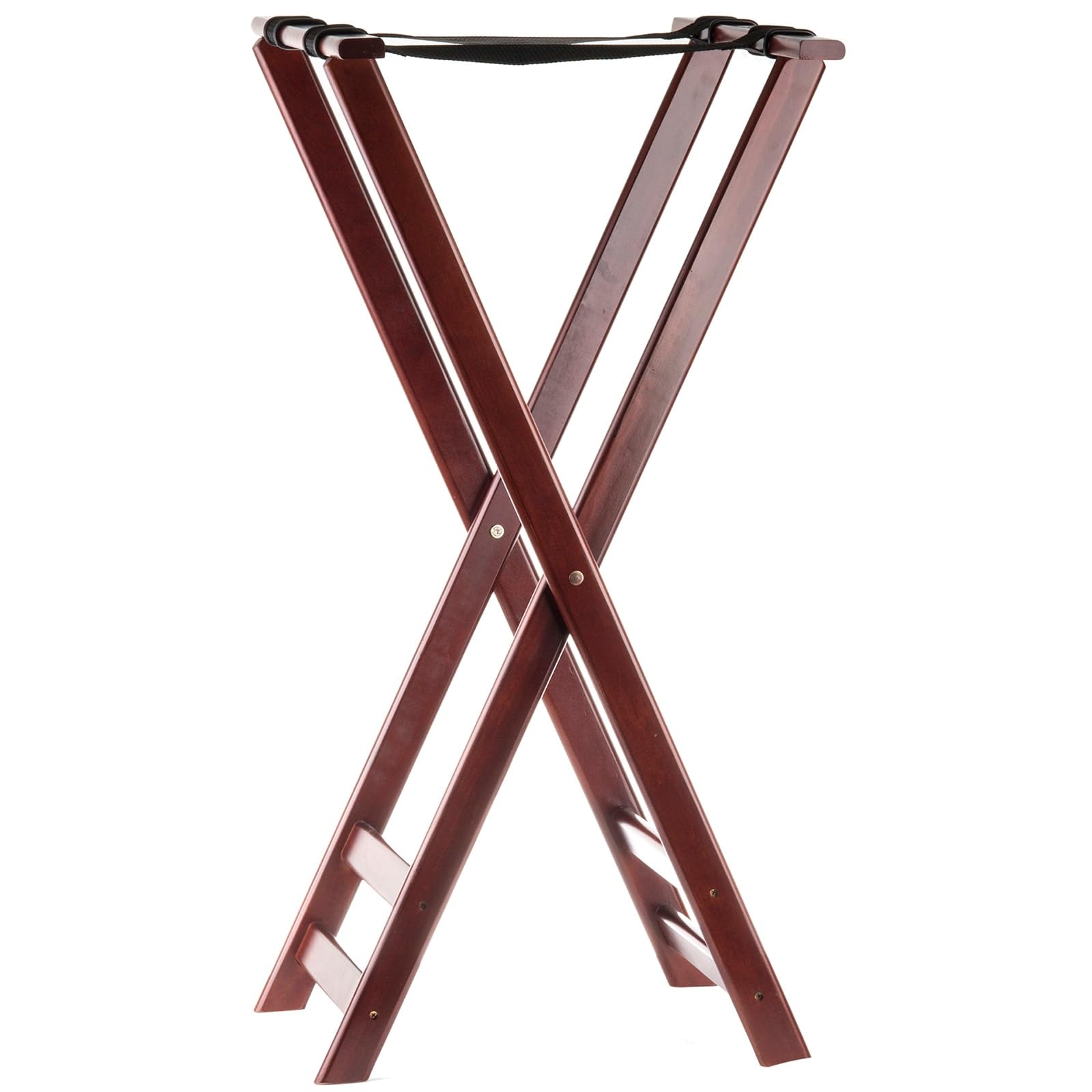 Tablecraft 38 Inch Tall Mahogany Finish Teak Wood Serving Tray Stand - Perfect for Buffet, Dining Room, and Kitchen Display