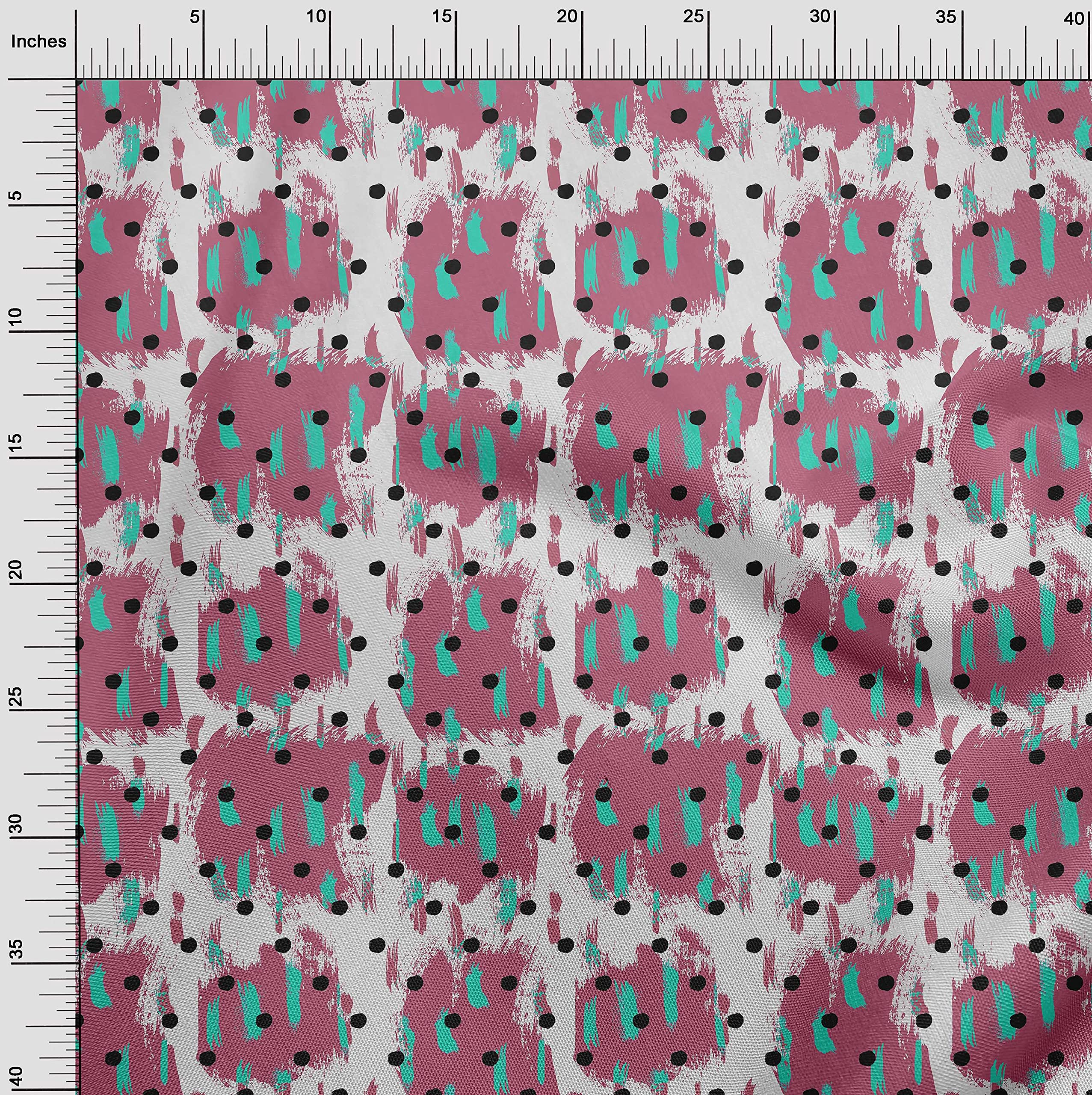 Velvet Pink Polka Dot Fabric by The Yard - 58 Inch Wide Printed Sewing Material for DIY Clothing, Dresses & Home Decor Projects