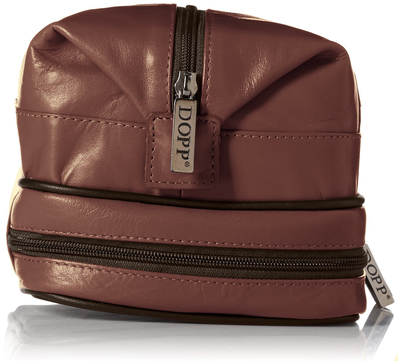 Dopp Men's Veneto Leather Travel Toiletry Bag - Brown One Size Washable Shaving Kit for Business Trips & Vacation Packing Essentials