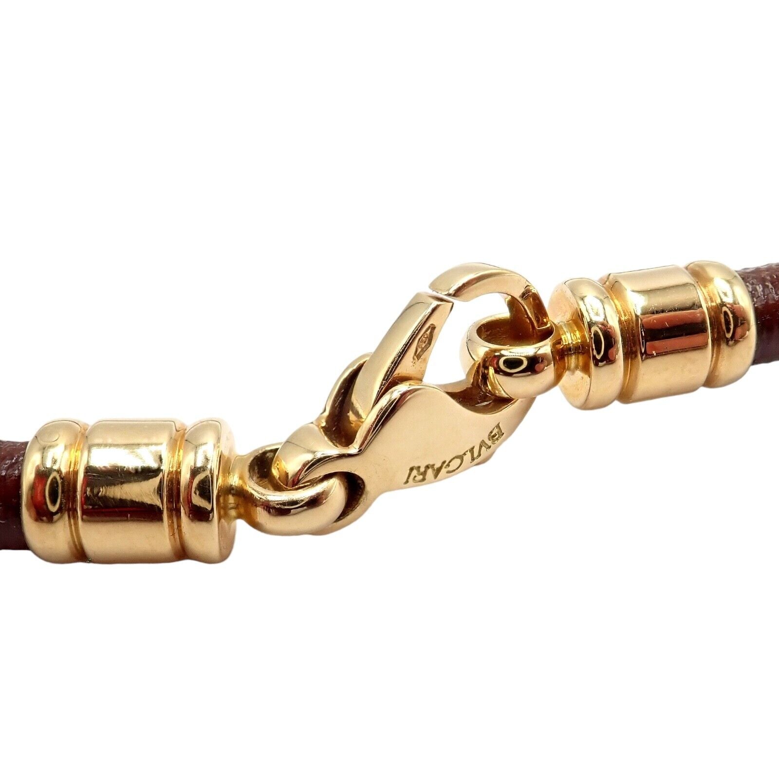 Bulgari Tondo Sun 18k Gold & Steel Extra Large Pendant Necklace with Brown Leather Strap - Luxury Jewelry for Women, Perfect for Parties & Special Occasions