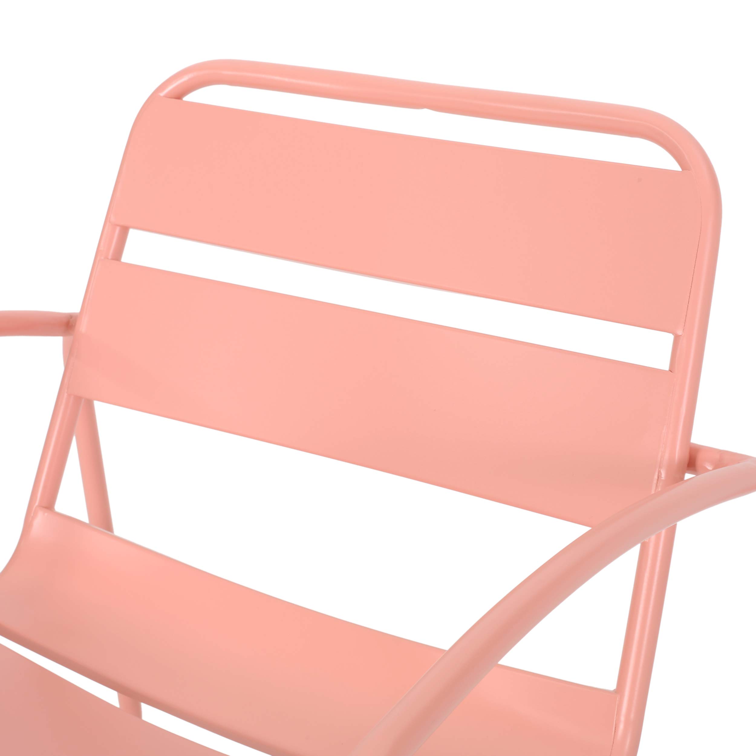 GDF Studio Outdoor Dining Chairs (Set of 2) - Matte Coral Patio Furniture for Garden, Poolside, Backyard & Restaurant Use