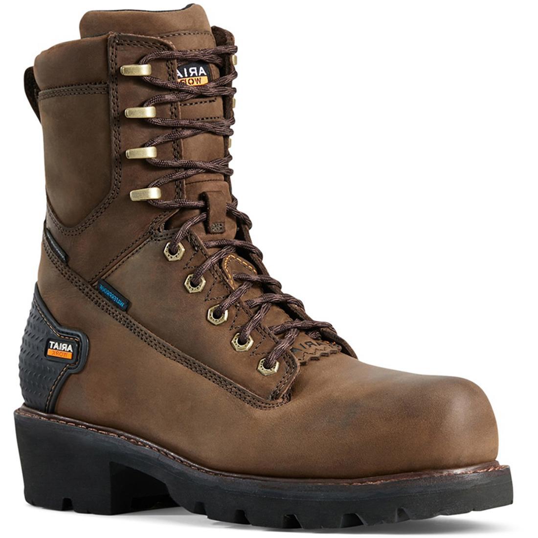 Powerline 8 inch Composite Toe Waterproof Work Boot Oily Distressed Brown
