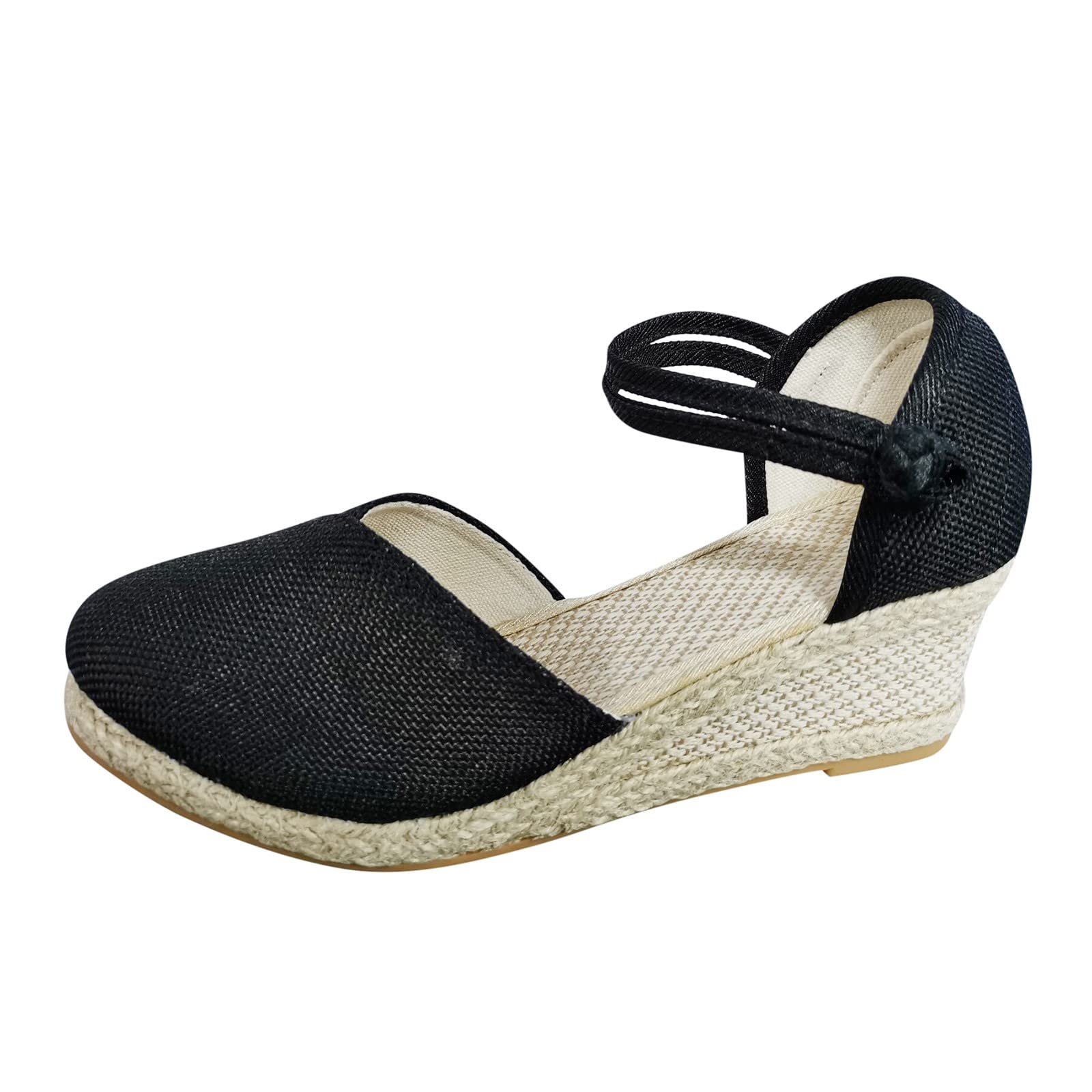 Aniywn Women's Closed Toe Retro Wedge Sandals - Casual Buckle Strap Espadrilles for Ladies | Perfect for Summer Outings, Beach Vacations & Everyday Comfort
