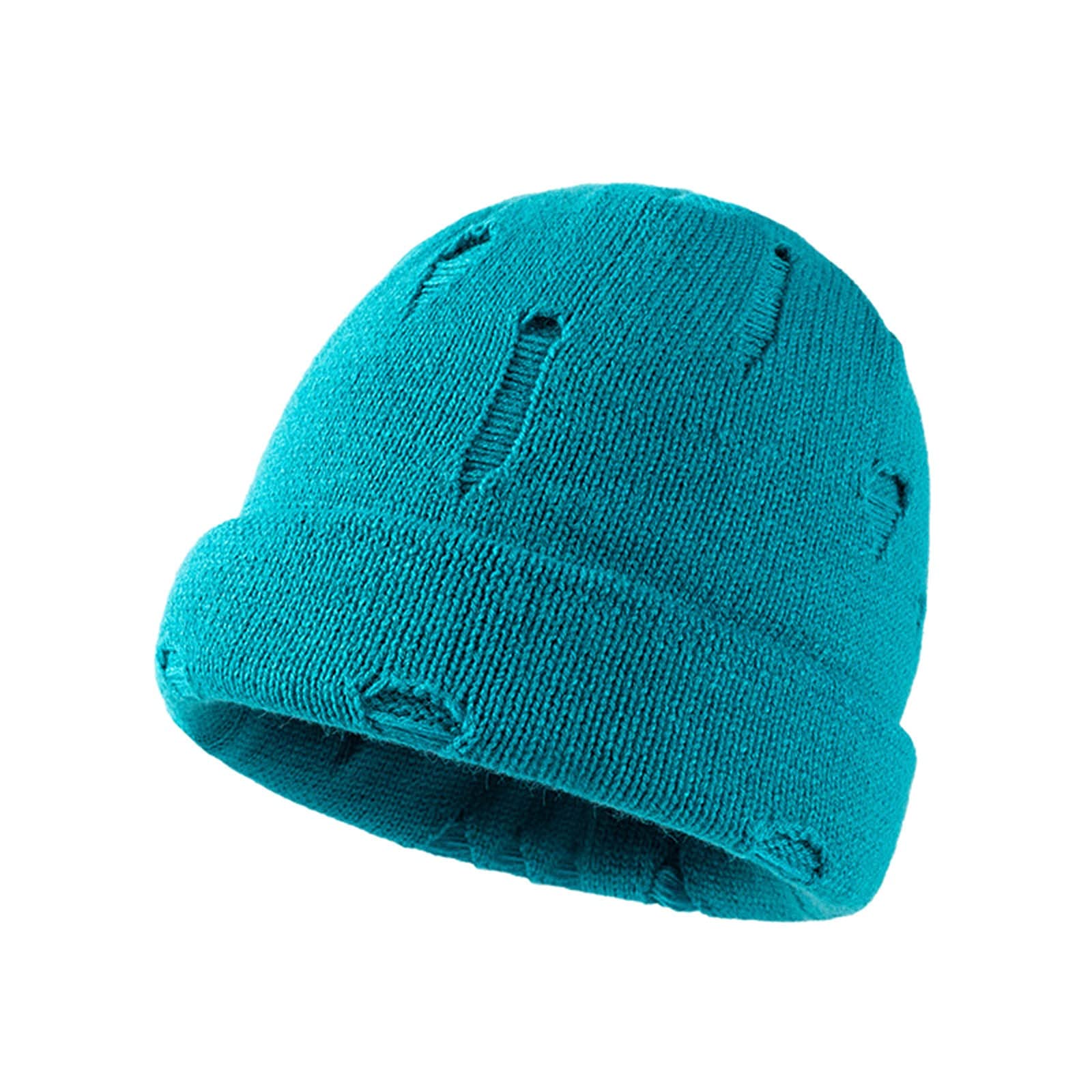 Kaloaede Woolen Knitted Ripped Solid Beanie - Warm Unisex Winter Hat for Men & Women - Perfect for Outdoor Activities, Casual Wear & Baseball Games