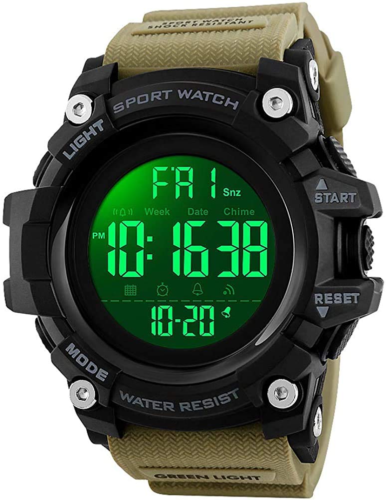 Gosasa Men's Sports Watch - Waterproof Digital LED Stopwatch with Countdown, 12/24 Hour Display & Multifunction for Running, Gym, Outdoor Activities