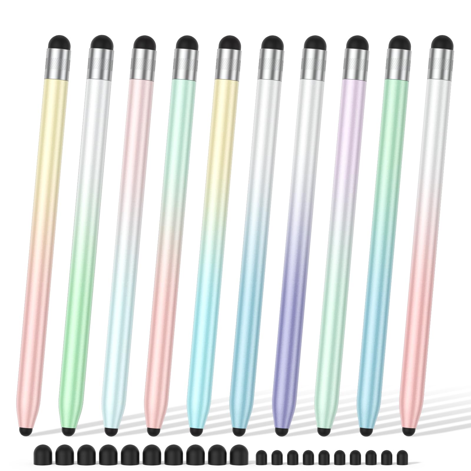 10-Pack High Precision Stylus Pens for iPad & Android Tablets - Dual Rubber Tip Touch Screen Stylus Compatible with iPhone, Samsung, Most Capacitive Screens (Perfect for Drawing, Note-Taking & Digital Signatures)
