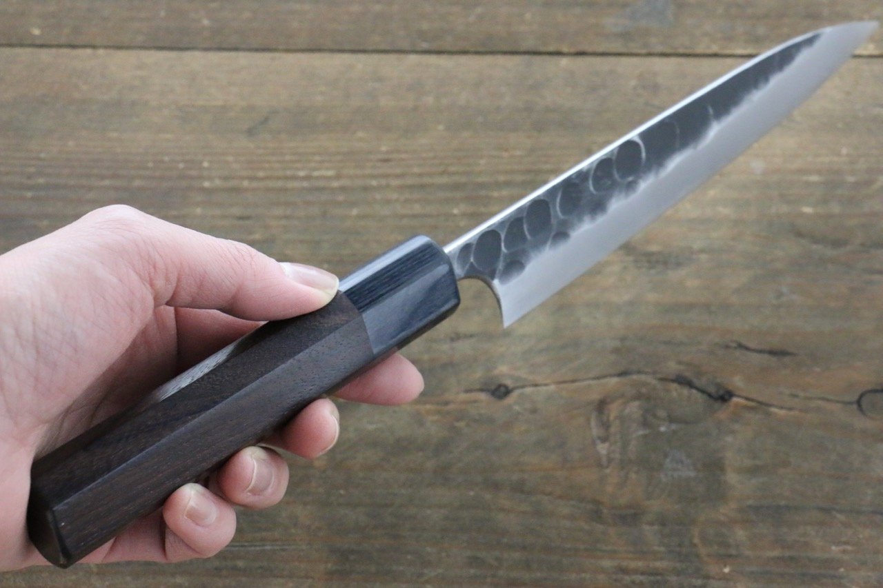 Premium Seisuke Blue Steel No.2 Hammered Kurouchi Petty Utility Knife 150mm (5.9
