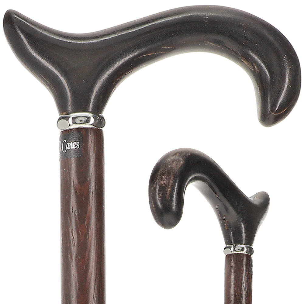 Premium Buffalo Horn Derby Handle Walking Cane with Wenge Shaft - V1211 - Durable & Stylish Mobility Aid for Men & Women - Perfect for Hiking, Travel, and Everyday Support
