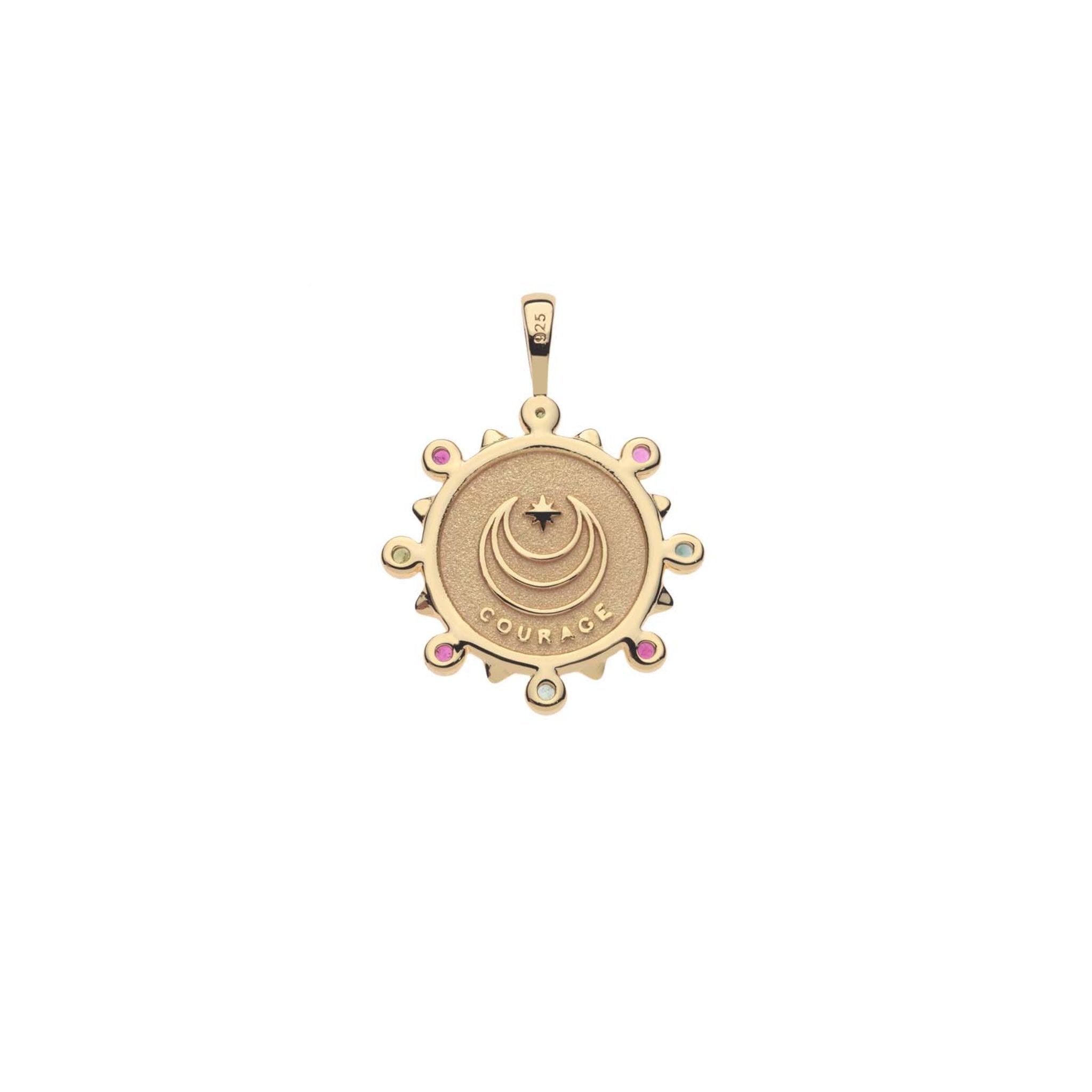 Jane Win COURAGE Petite Embellished Pendant Necklace for Women - Elegant Gold-Tone Jewelry Gift for Her - Perfect for Date Night, Wedding & Special Occasions