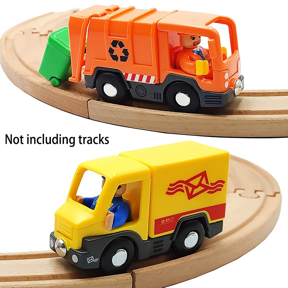 **Magnetic Garbage Truck Toy for Kids - City Vehicle with Wood Train Set Compatibility - Indoor & Outdoor Play for 3-5 Year Old Boys - Perfect for Pretend Play & Train Set Scenes**