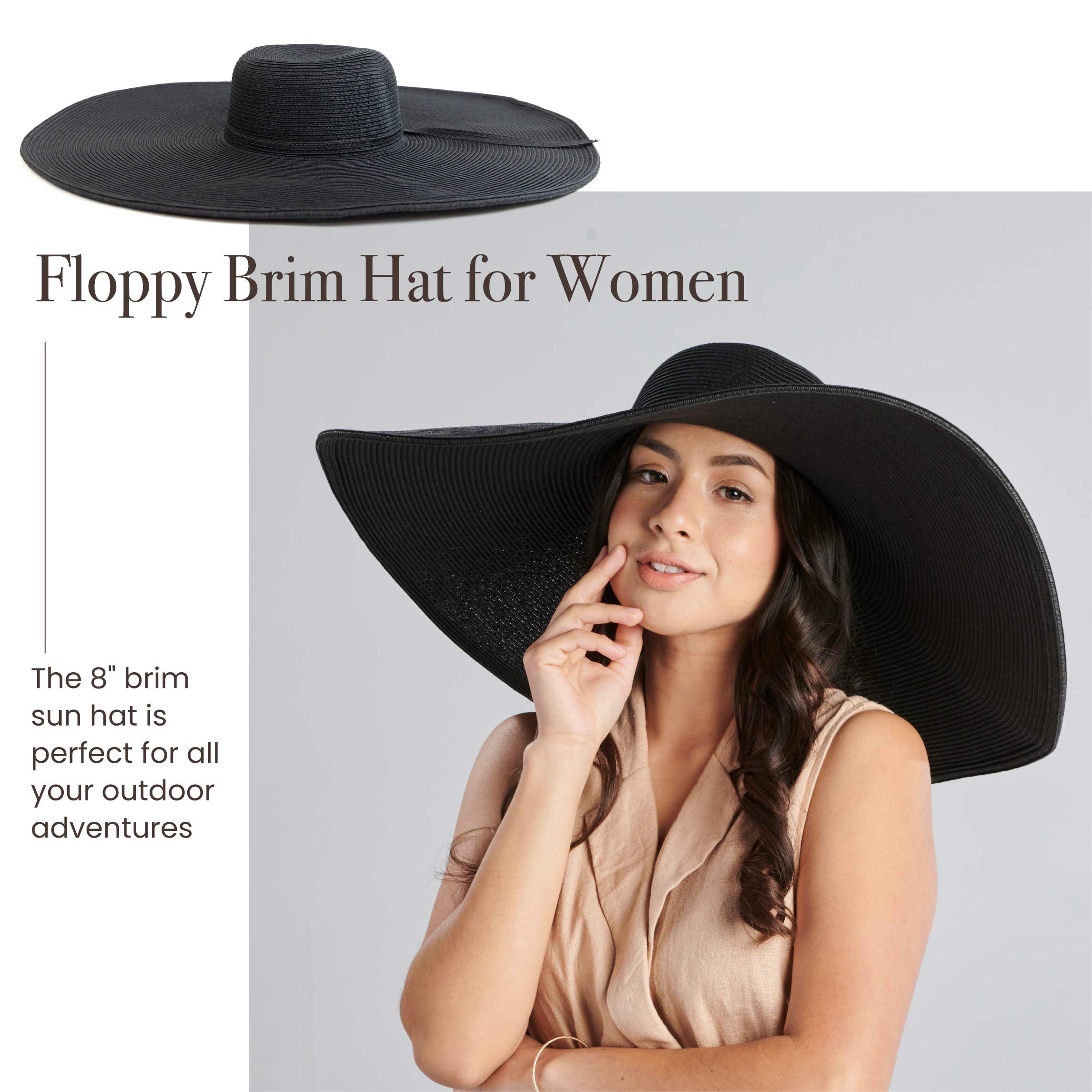 San Diego Hat Company Women's UPF 50+ Ultrabraid Sun Hat - Adjustable Wide Brim Beach Hat for Summer Outdoor Activities, Travel & Gardening