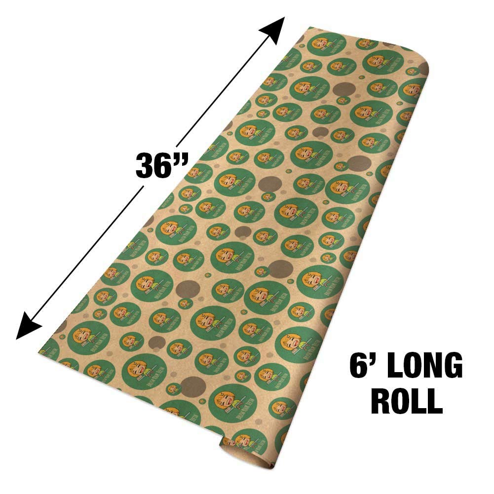 Kawaii Chibi Toothbrush Design Premium Kraft Gift Wrap Paper Roll - Eco-Friendly Wrapping for Birthdays, Parties & DIY Crafts
