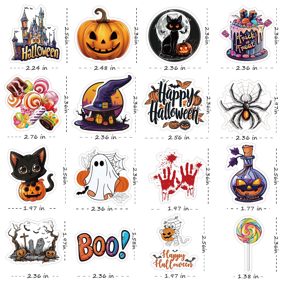 100pcs Unique Halloween Stickers for Kids - Waterproof Vinyl Party Favors, Trick or Treat Decorations - Perfect for Classroom Rewards, Pumpkin Carving, Costume Accessories & Scrapbooking