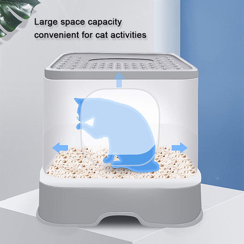 Self-Cleaning Enclosed Cat Litter Box with Detachable Drawer & Scoop - Top Exit & Front Entry Design for Odor Control - Perfect for Small Spaces & Multi-Cat Homes (Blue) - Ideal for Apartments, Pet Owners & Easy Cleanup
