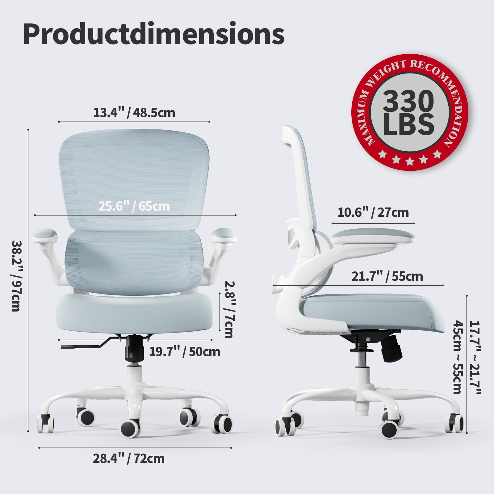 Ergonomic Office Chair with Adjustable Lumbar Support - Breathable Mesh Computer Desk Chair for Home & Executive Office - Comfortable Task Chair with Adjustable Height (Blue) - Perfect for Long Work Hours & Remote Work Setup
