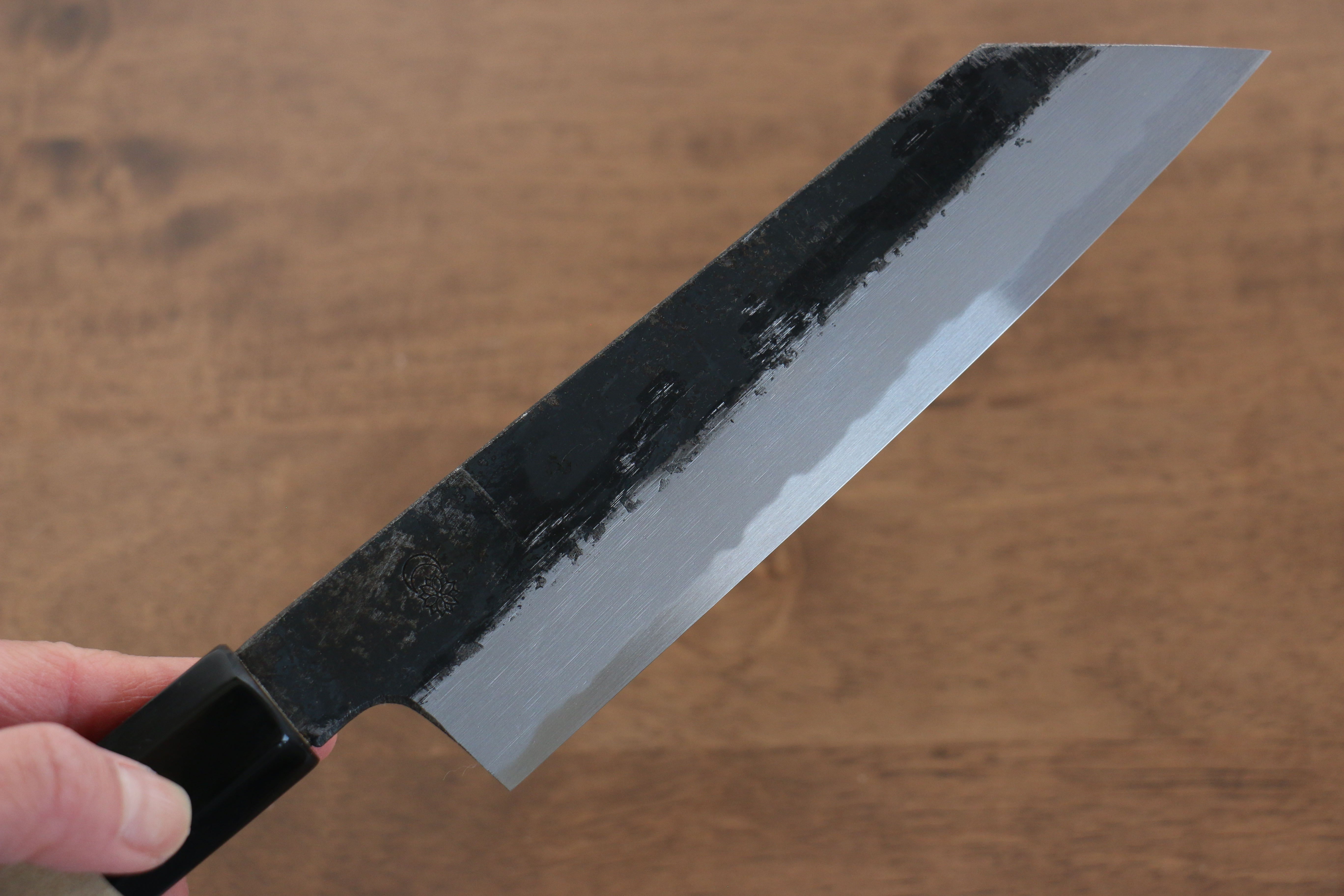Premium Kikuzuki White Steel No.2 Kiritsuke Santoku Knife 180mm - Black Finish with Magnolia Wood Handle - Japanese Chef Knife for Slicing, Dicing & Precision Cutting - Perfect for Home Cooks & Professional Kitchens