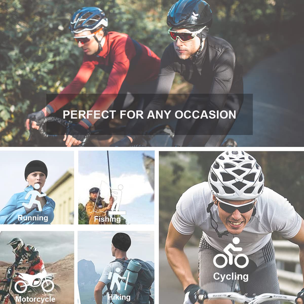 6 Pack Cooling Skull Caps - Moisture Wicking Helmet Liner for Running & Cycling - Breathable Beanie for Men & Women - Perfect for Workouts, Sports & Outdoor Activities