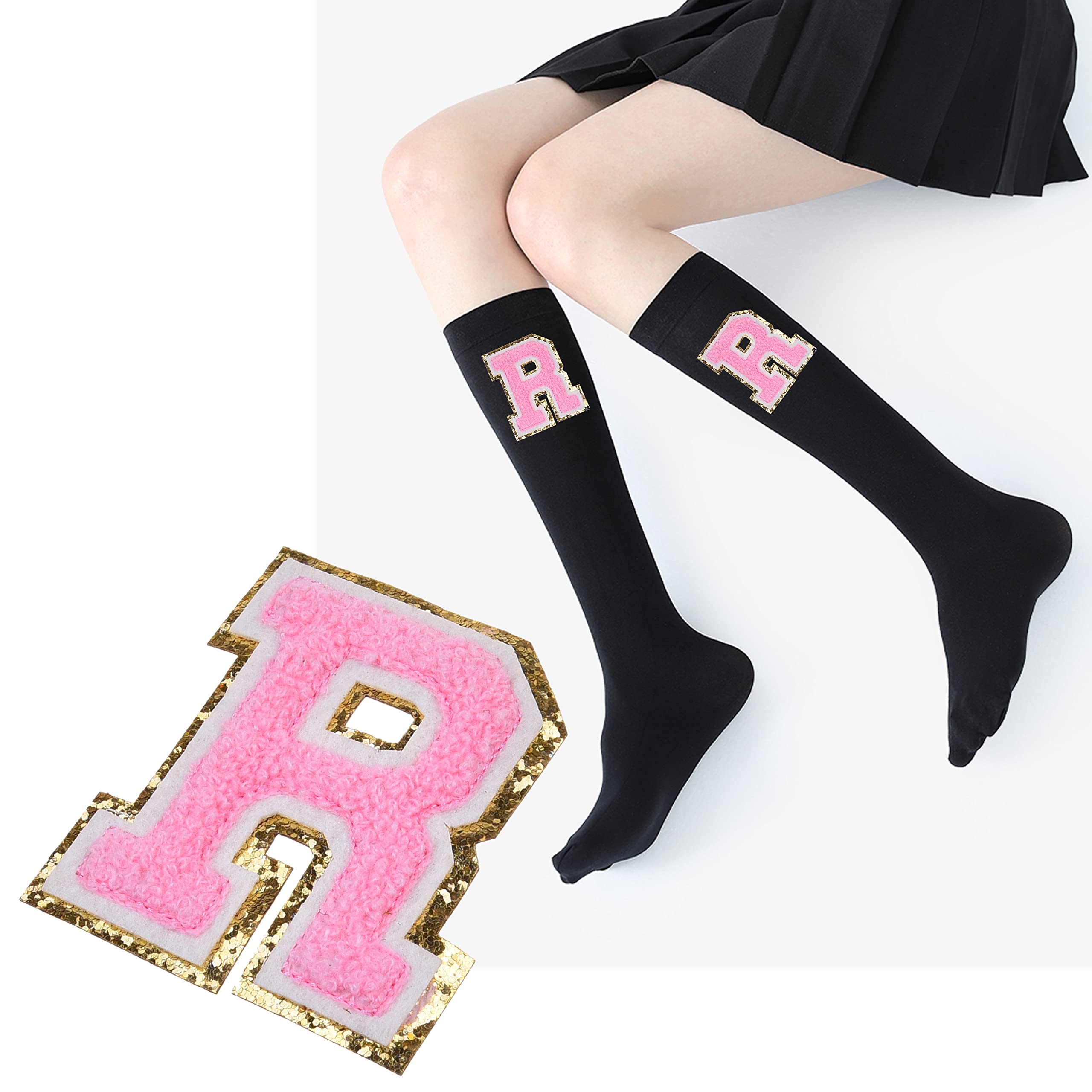 Kare & Kind Iron On Letter Patches - Chenille Embroidered Alphabet R Patch for Clothing, DIY Crafts & Customization - Perfect for Shirts, Jackets, Bags, Hats, Uniforms & Handmade Projects - Washable & Durable Sew On/Iron On Applique