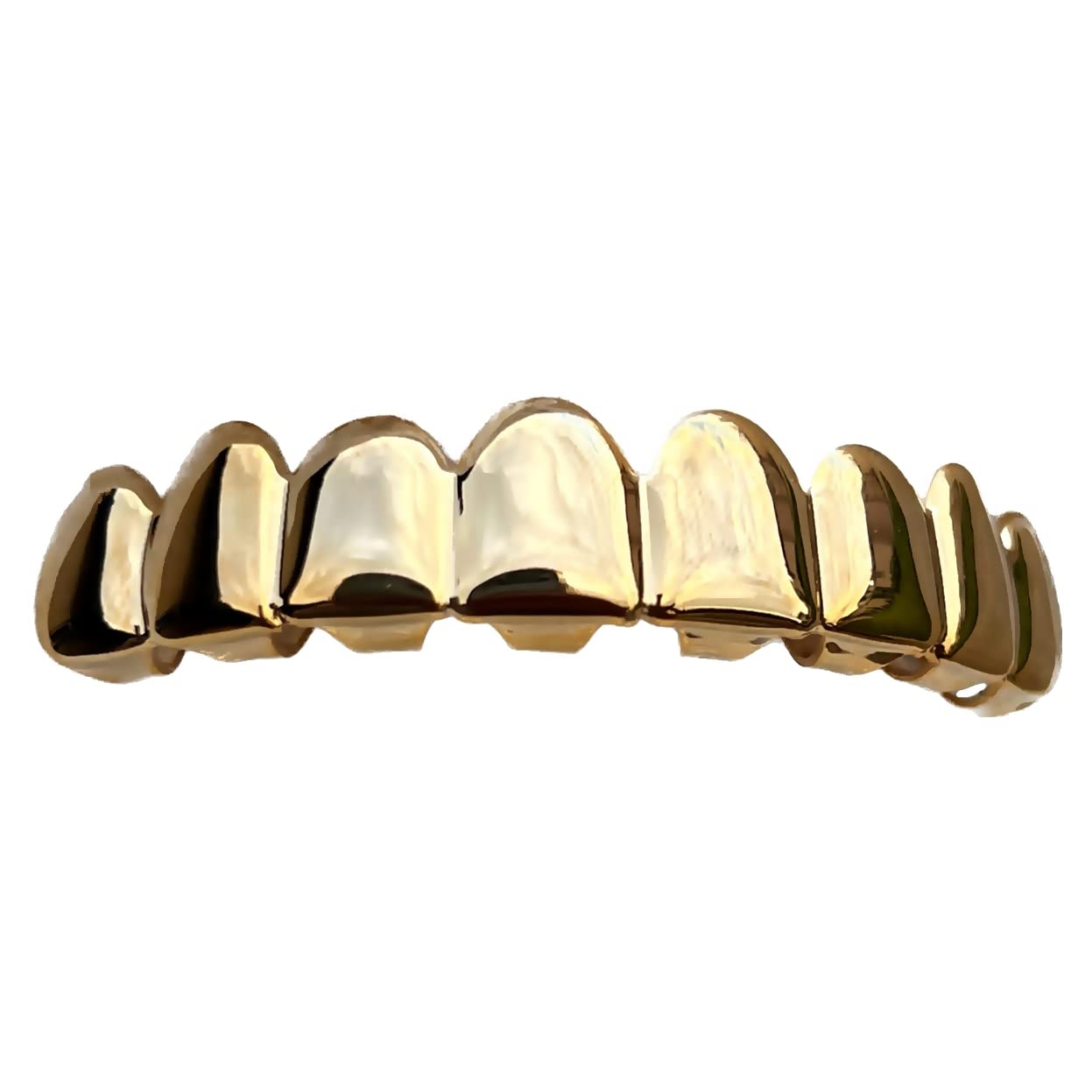 14K Gold Plated Grillz - Deeper Cut Top 8 Teeth Pre-Made Hip Hop Grillz for Men | Perfect for Rappers, Performers & Street Style Fashion