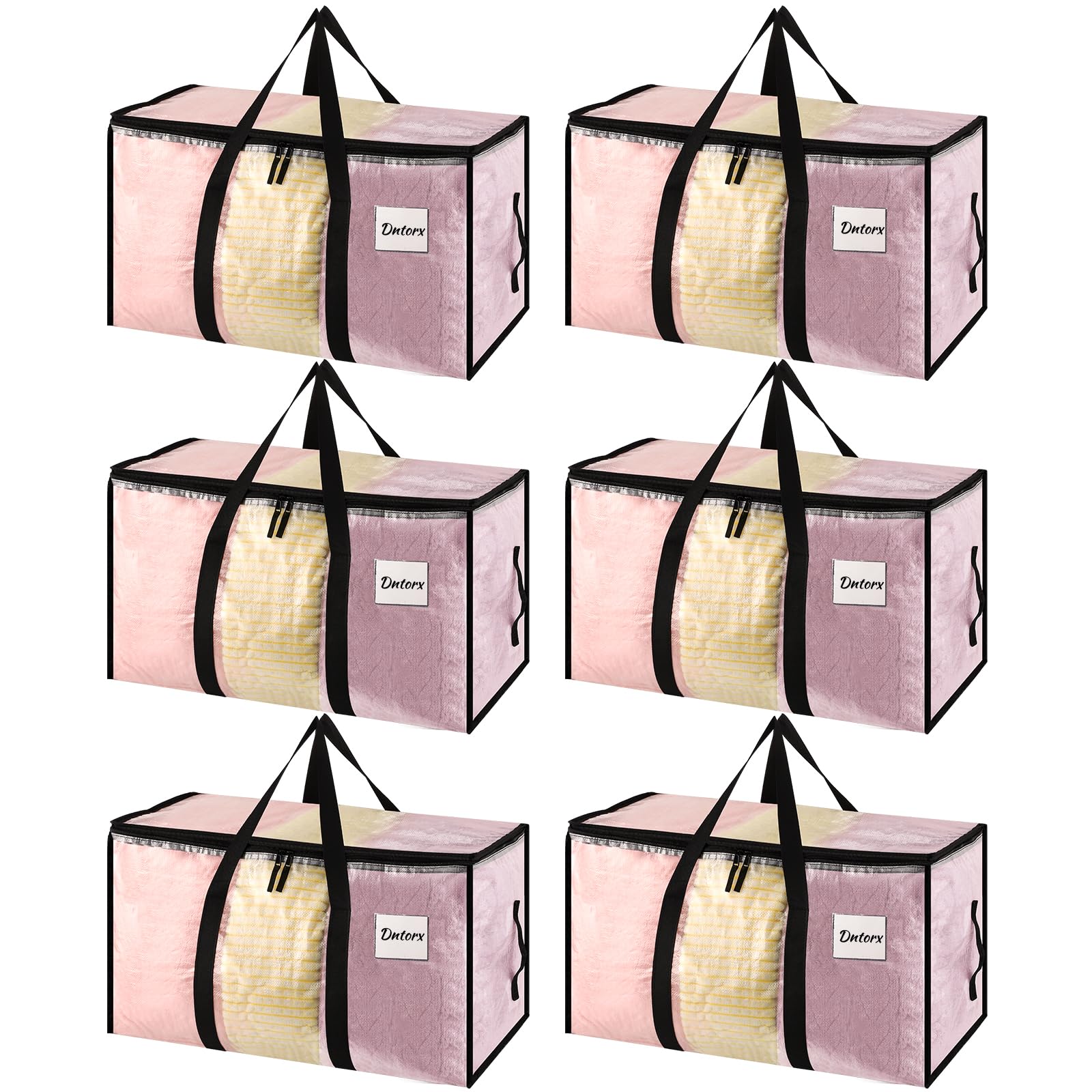 6 Pack Large Clear Heavy Duty Storage Bags with Zippers - Waterproof Moving Totes for Clothes, Bedding, Duvets & Toys - Perfect for Home Organization, Moving, Christmas Storage & Travel Packing