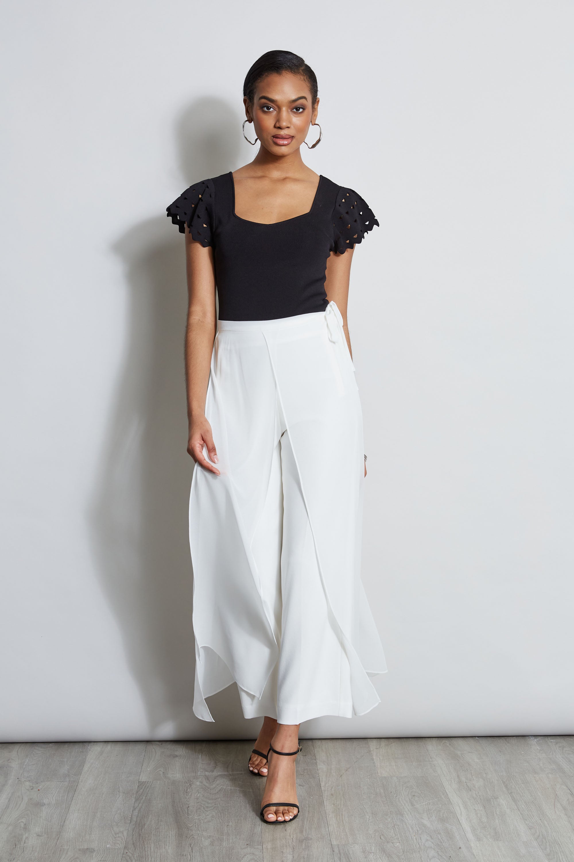 Cut Out Flutter Sleeve Sweater Women's Fashion Knit Top - Perfect for Casual Outfits, Date Nights & Office Wear