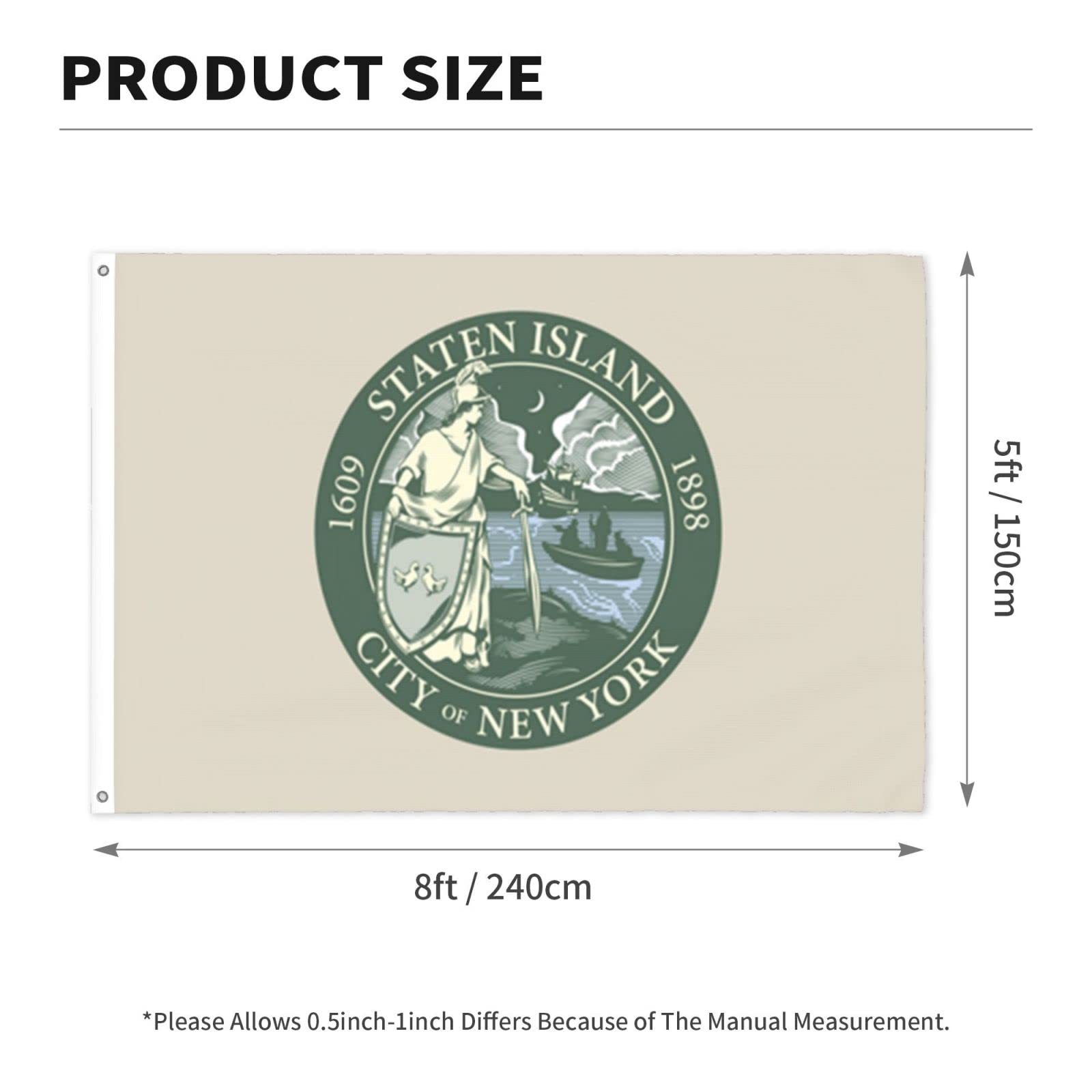 Staten Island Borough Flag 5x8 FT - Double-Sided Durable Polyester Outdoor Banner for Home, Patio & Yard Decor - Perfect for Garden, Porch & Welcome Display
