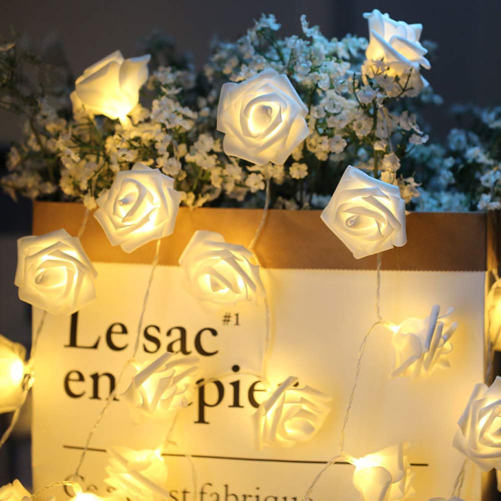 Dioche 3M 20LED USB Flower String Lights - Warm White Rose Fairy Lights for Bedroom, Christmas, Valentine's Day, Wedding & Party Decor - Perfect for Indoor/Outdoor Patio, Garden & Home Decoration
