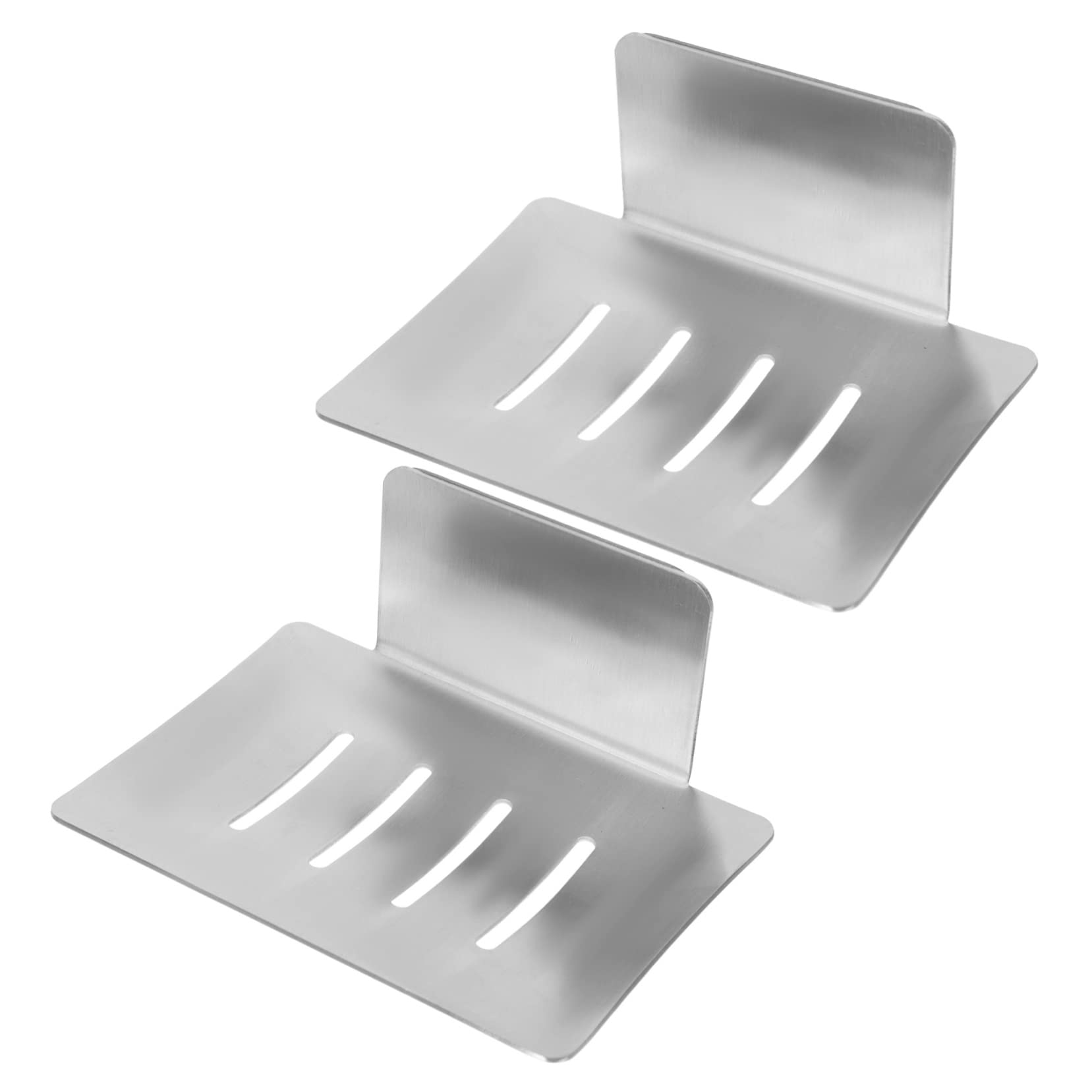 GARVALON 2-Pack Stainless Steel Soap Holder & Sponge Drying Rack - Wall Mount or Countertop Bathroom Organizer for Shower, Kitchen Sink, and Travel Use