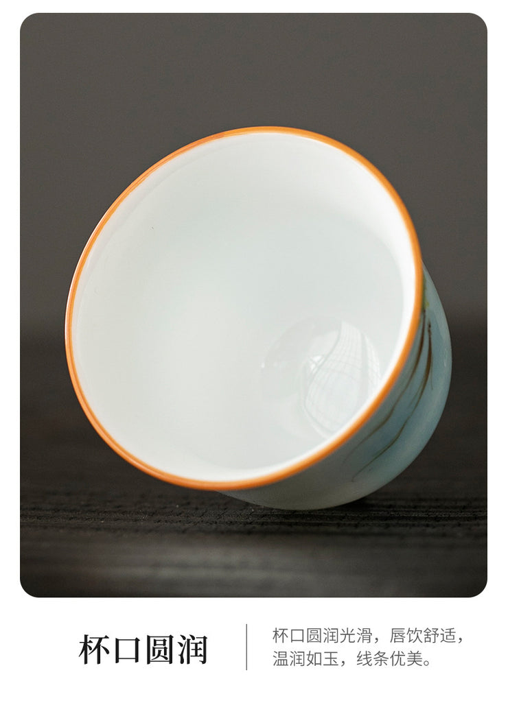 Hand-Painted 50ml White Porcelain Tasting Cups - Floral Fairy Design, Dehua Ceramic Tea Cups for Tea Ceremony, Chinese Gongfu Tea, and Home Decor