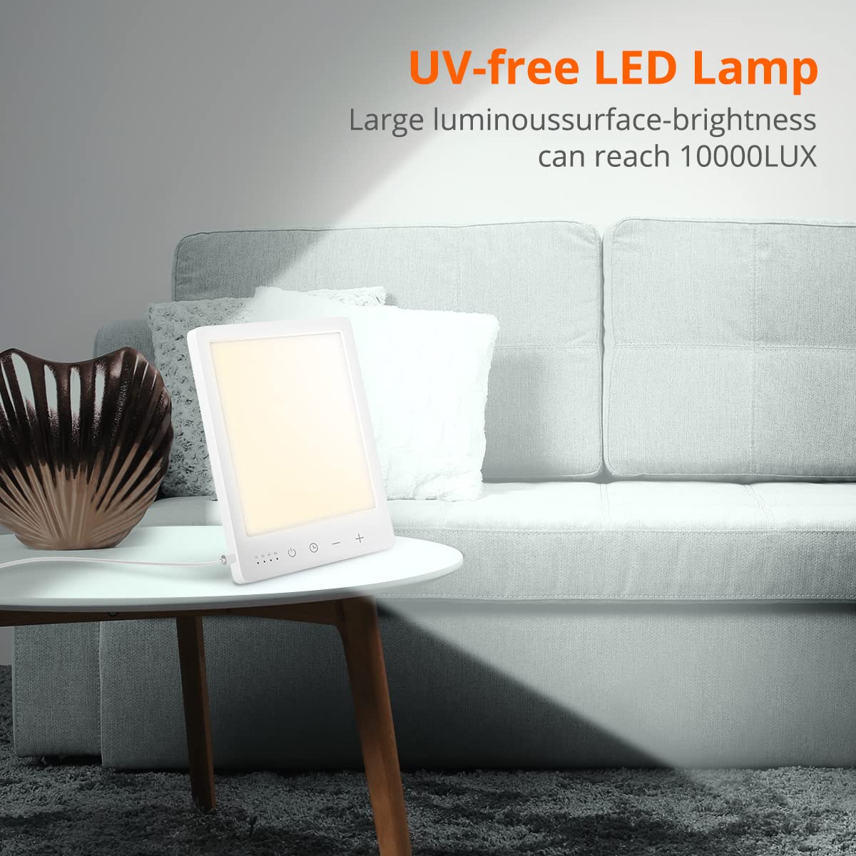 EasyHome 10000 Lux LED Light Therapy Sun Lamp - 10 Adjustable Brightness, Dual Color Temperature (White/Warm Light), 4 Timer & Memory Function - Perfect for Seasonal Affective Disorder (SAD), Vitamin D Boost, and Home/Office Mood Lighting