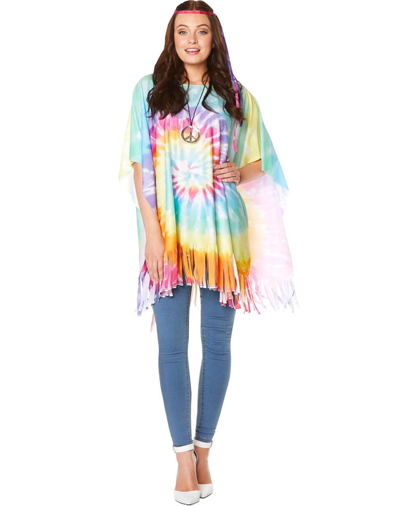 70s Hippie Poncho for Women - Vintage Boho Style Costume for Halloween, Cosplay & Music Festivals