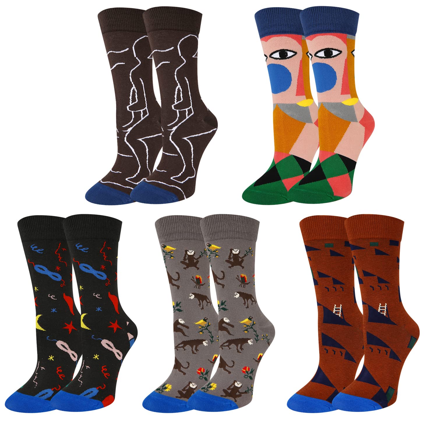 Benefeet Women's Funny Animal Crew Socks - Colorful Cotton Socks for Casual Wear & Gifts