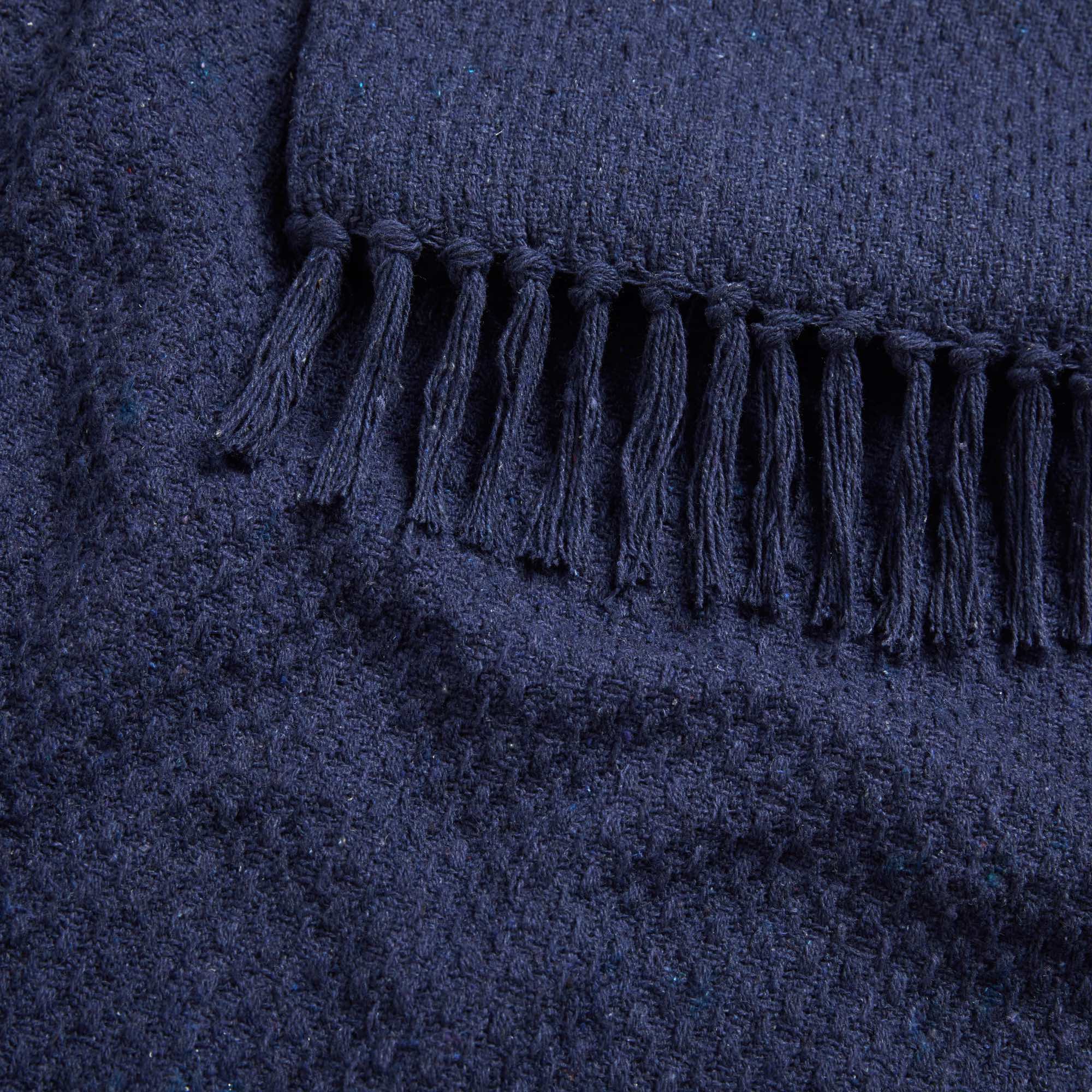 Drift Home Hayden Recycled Cotton Throw Blanket - Soft & Eco-Friendly Navy Blue Cozy Throw for Couch, Bed, or Sofa - Perfect for Lounging, Gifts, and Home Decor